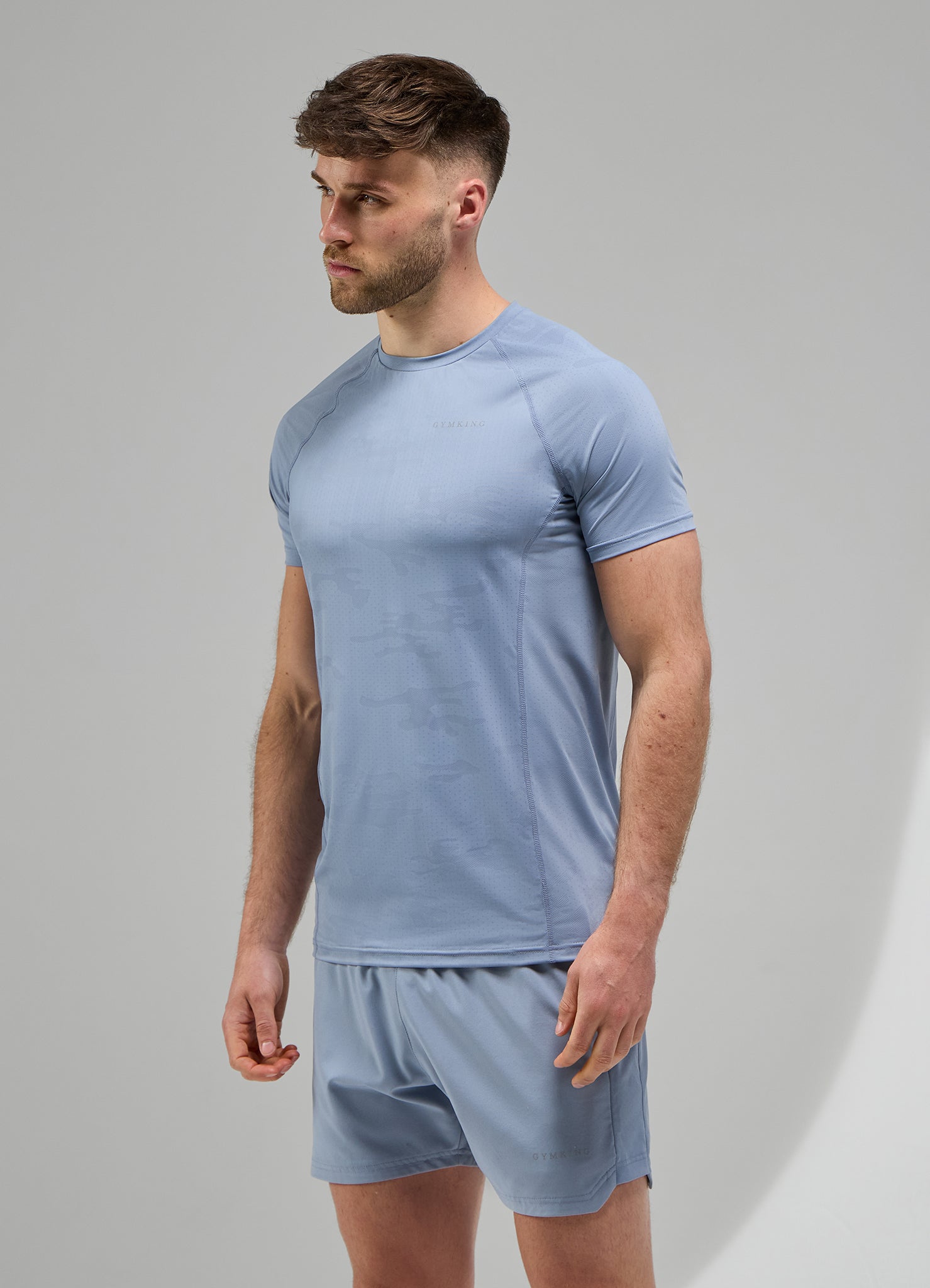 Gym King Focus Camo Knit Tee - Dusk Blue