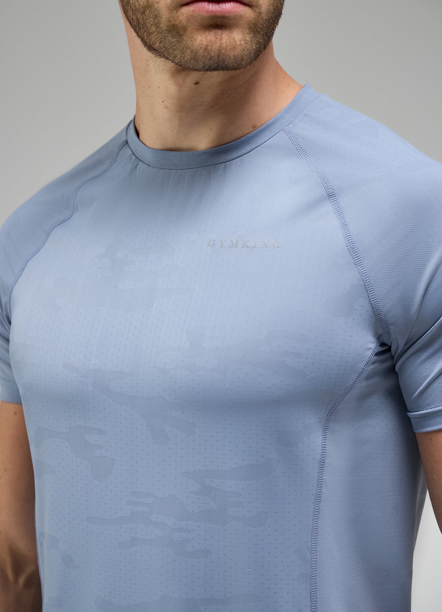 Gym King Focus Camo Knit Tee - Dusk Blue