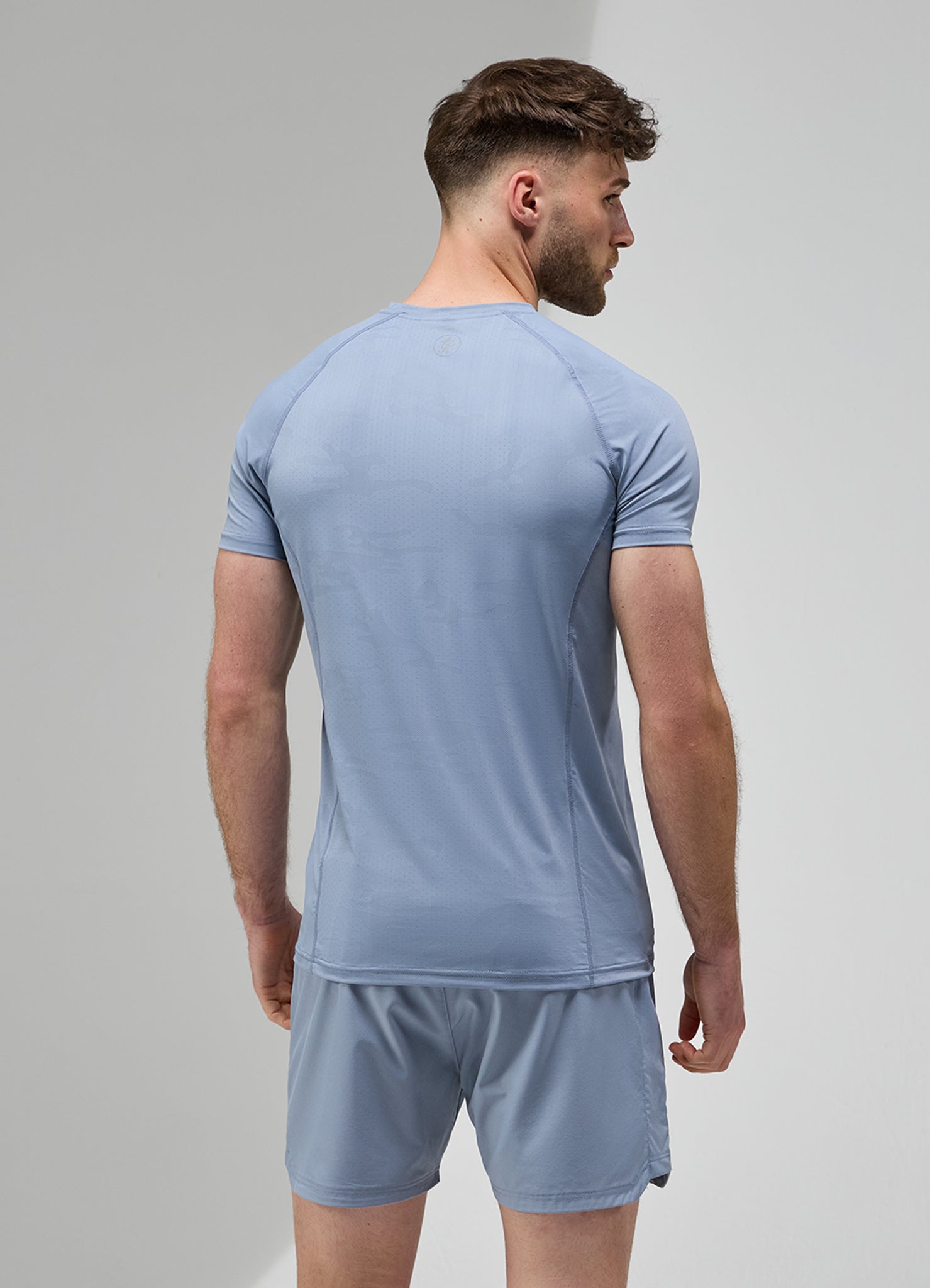 Gym King Focus Camo Knit Tee - Dusk Blue