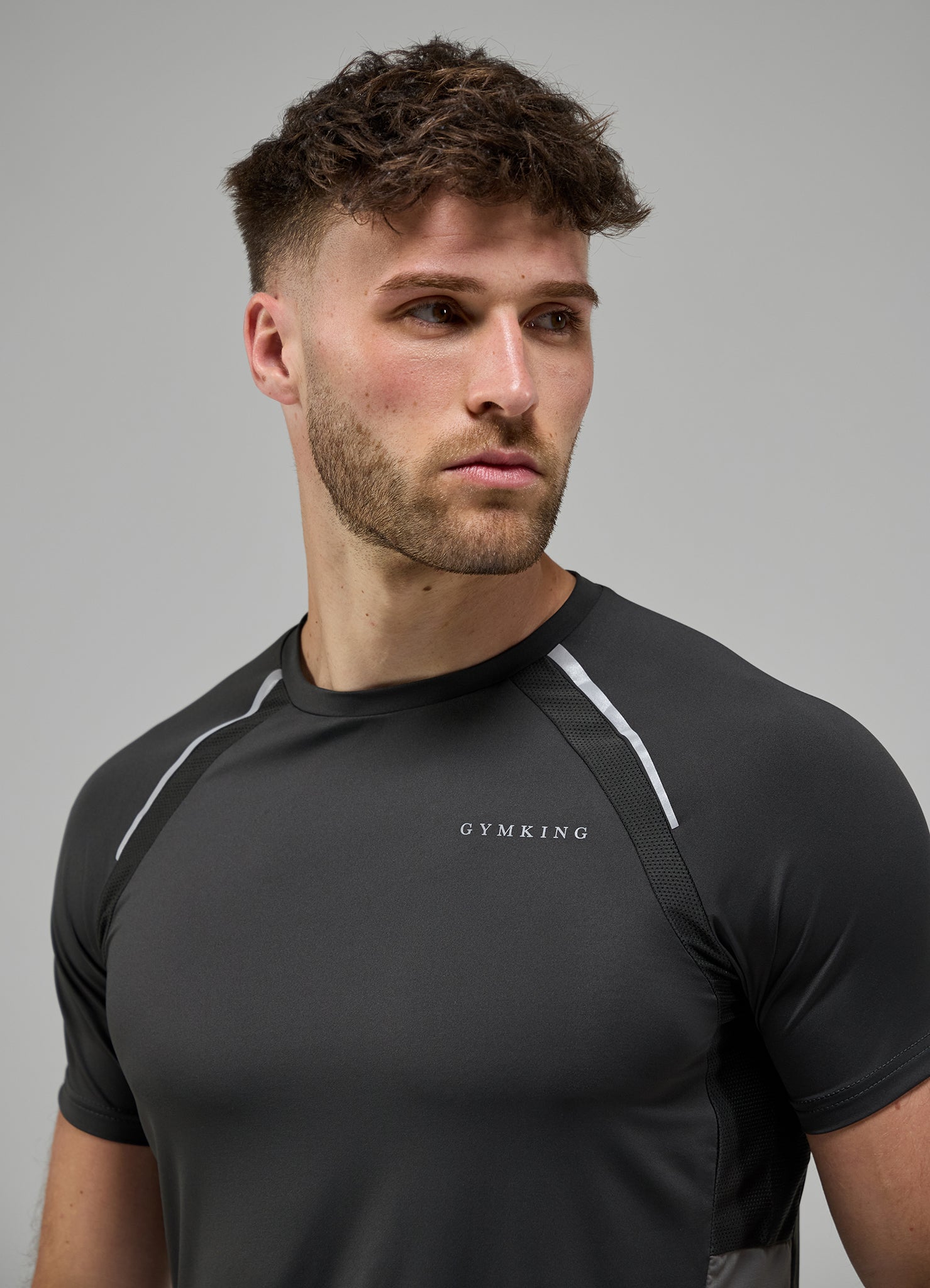 Gym King Focus Woven Tee - Black / Twilight Grey