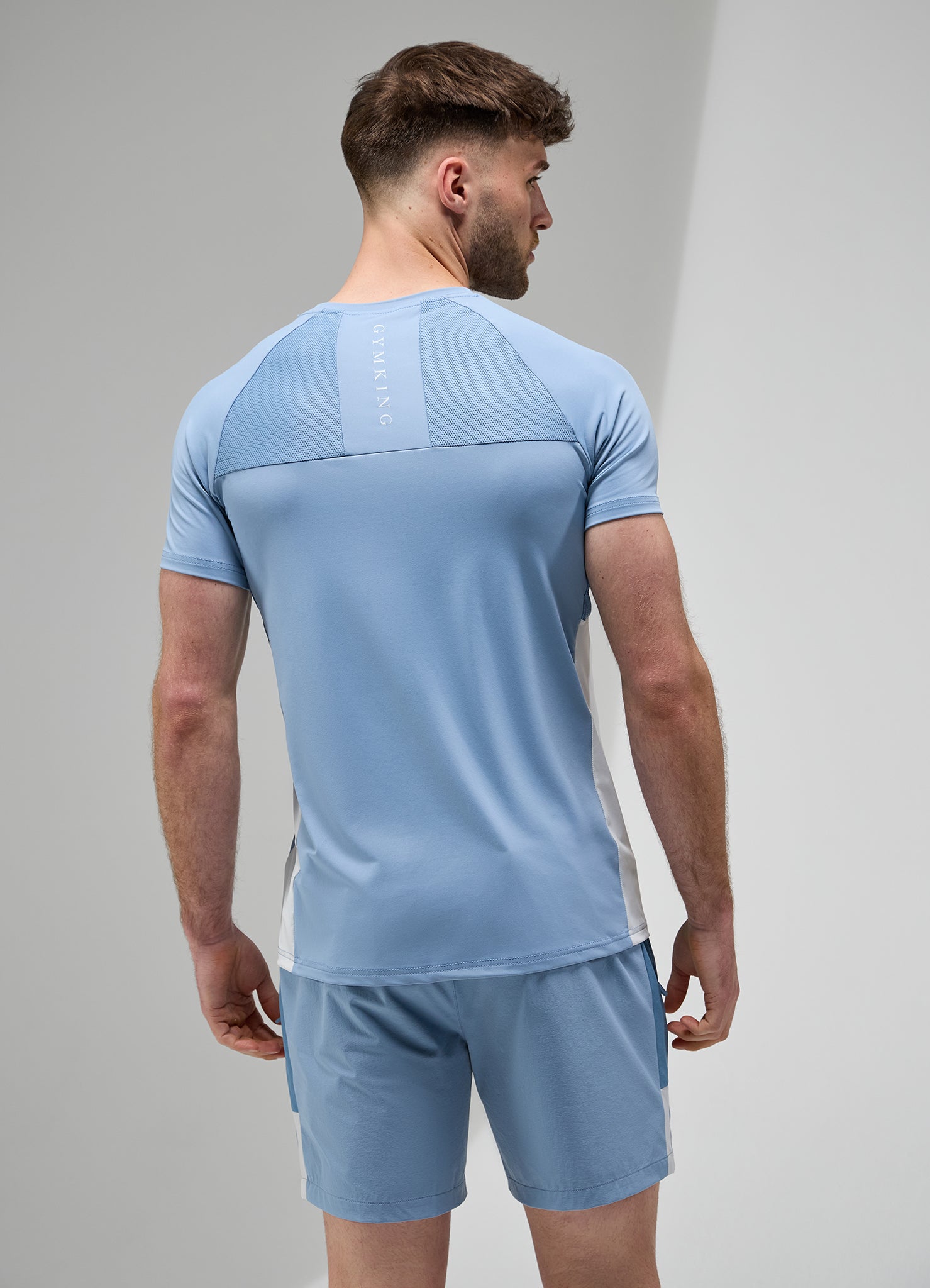 Gym King Focus Woven Tee - Dusk Blue/White