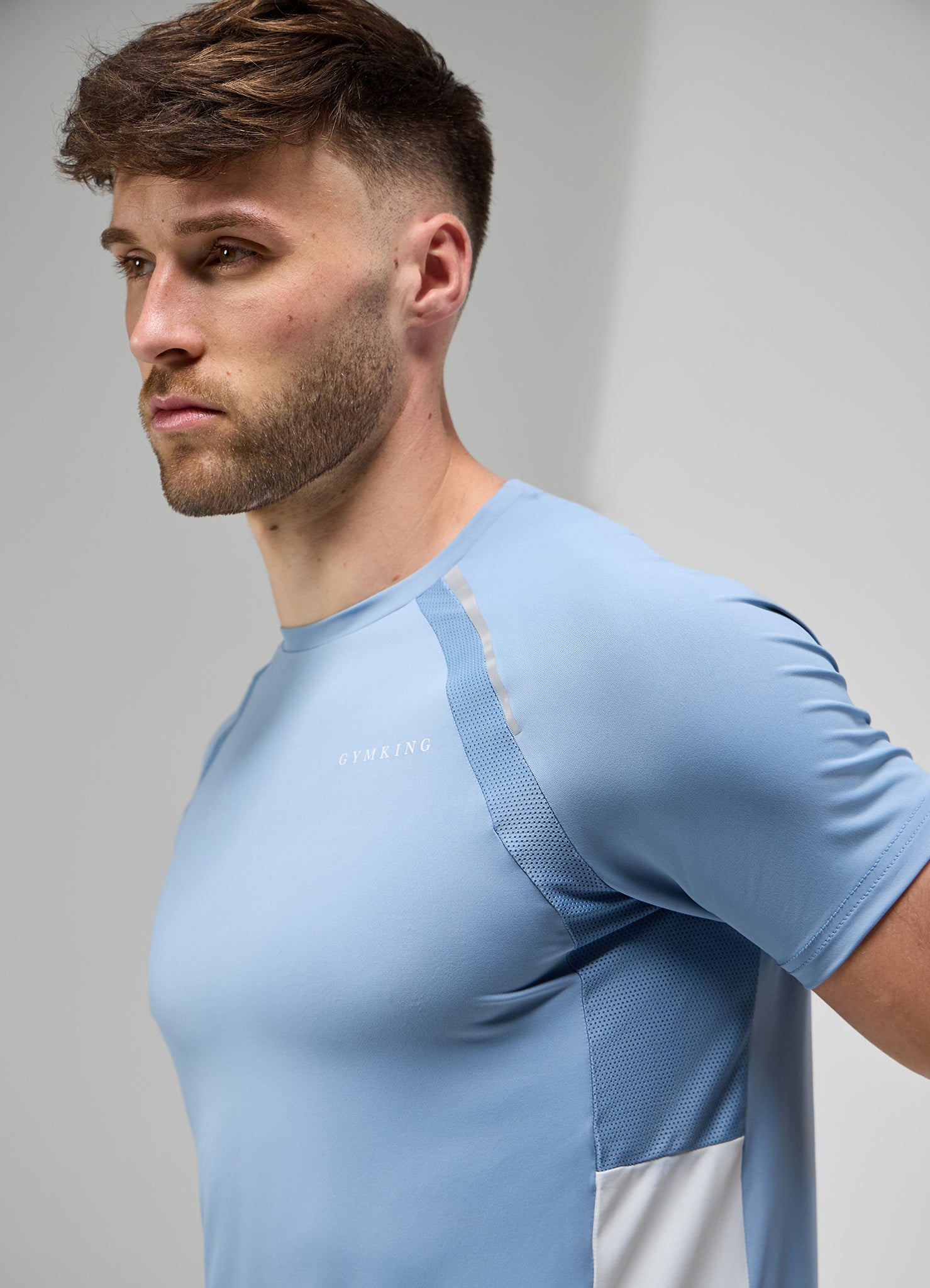 Gym King Focus Woven Tee - Dusk Blue/White