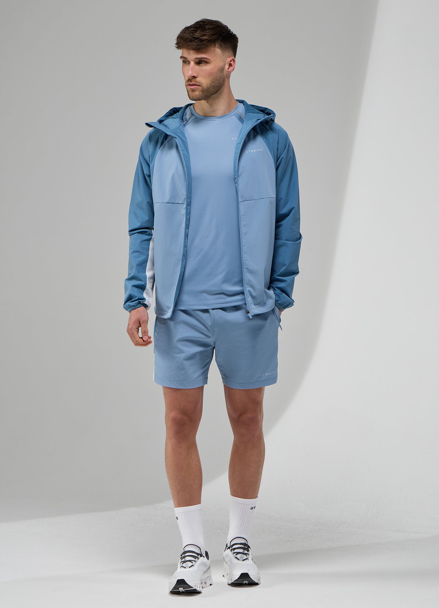 Gym King Focus Tracksuit Hood - Dusk Blue/White