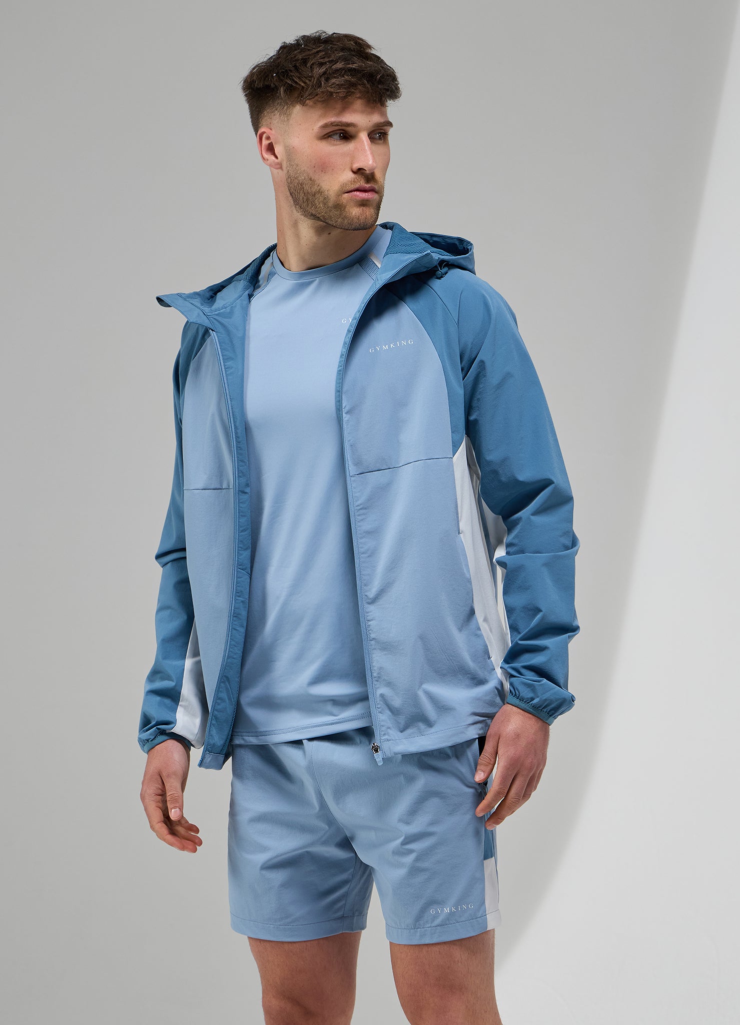 Gym King Focus Tracksuit Hood - Dusk Blue/White