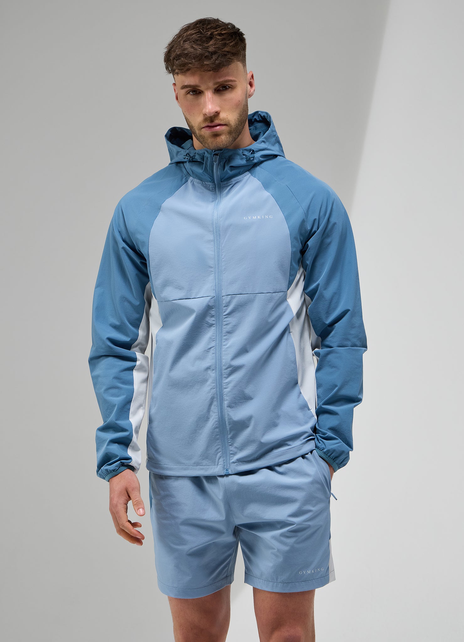 Gym King Focus Tracksuit Hood - Dusk Blue/White