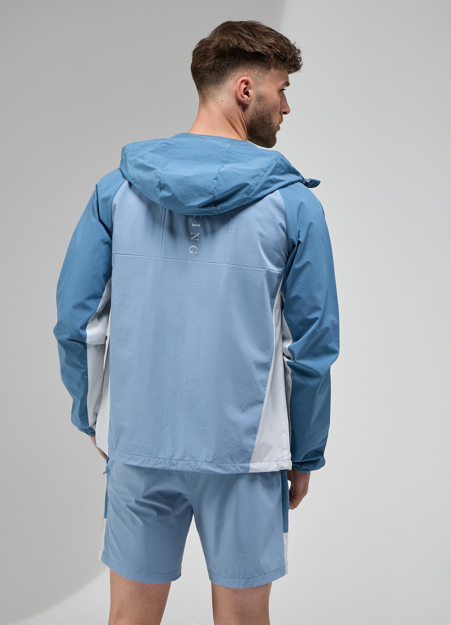 Gym King Focus Tracksuit Hood - Dusk Blue/White