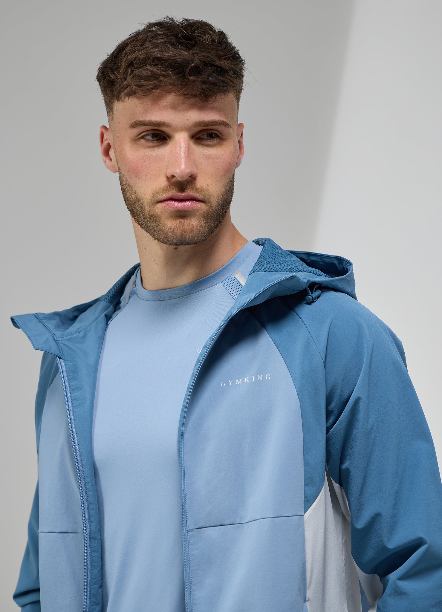 Gym King Focus Tracksuit Hood - Dusk Blue/White