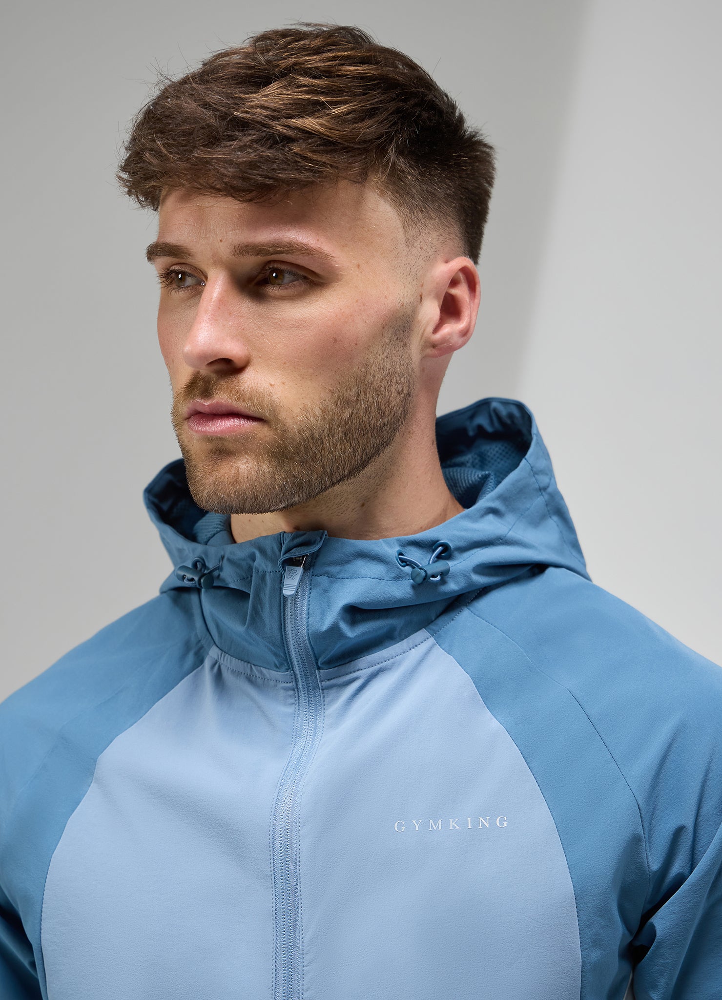Gym King Focus Tracksuit Hood - Dusk Blue/White