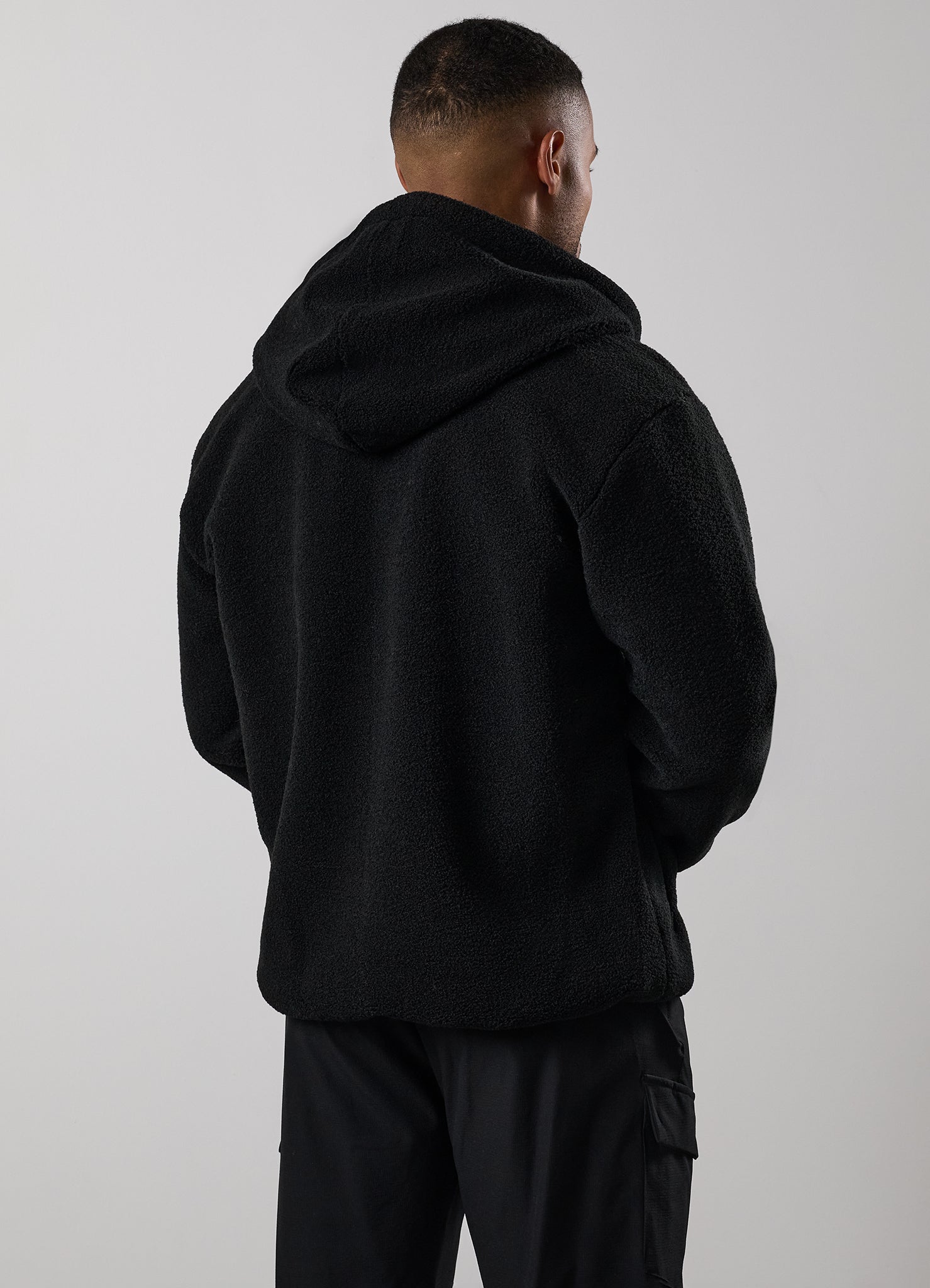 Gym King Linear Full Zip Borg Jacket - Black