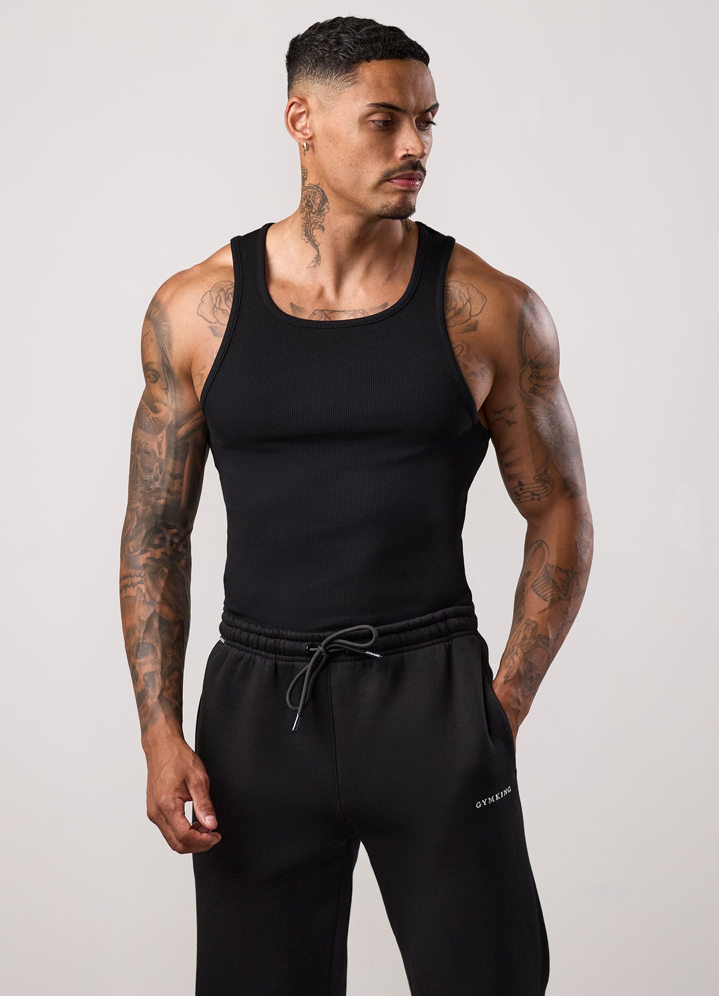 Gym King Fundamental Rib Vest - Black