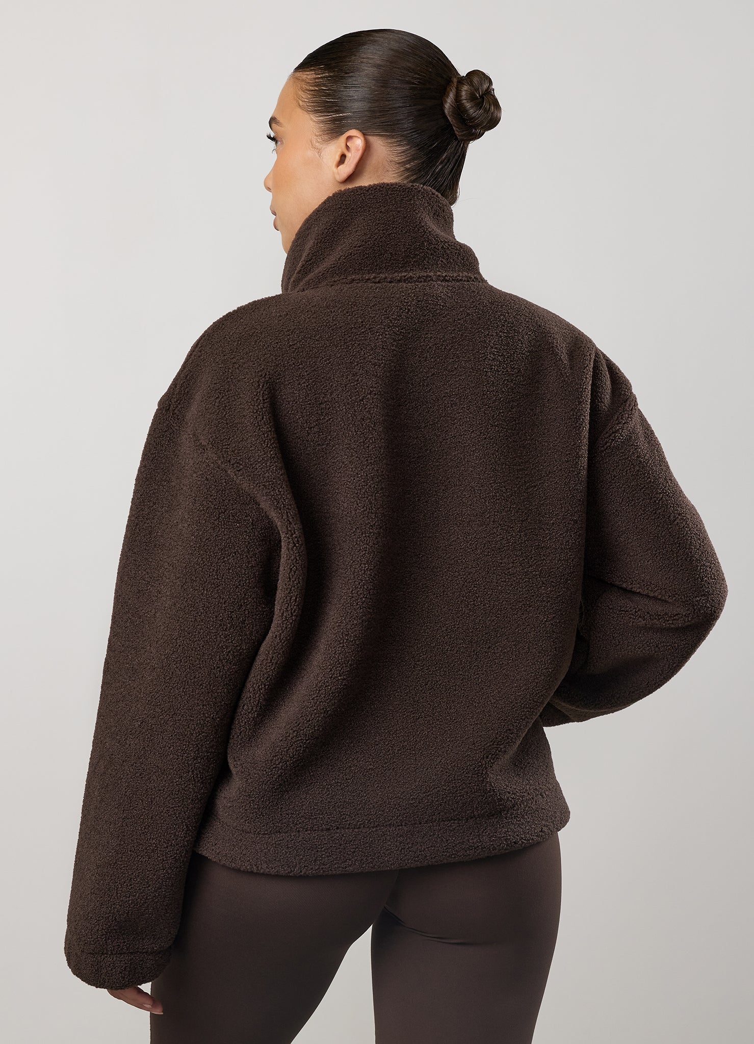 GKW Borg 1/4 Zip - Dark Chocolate