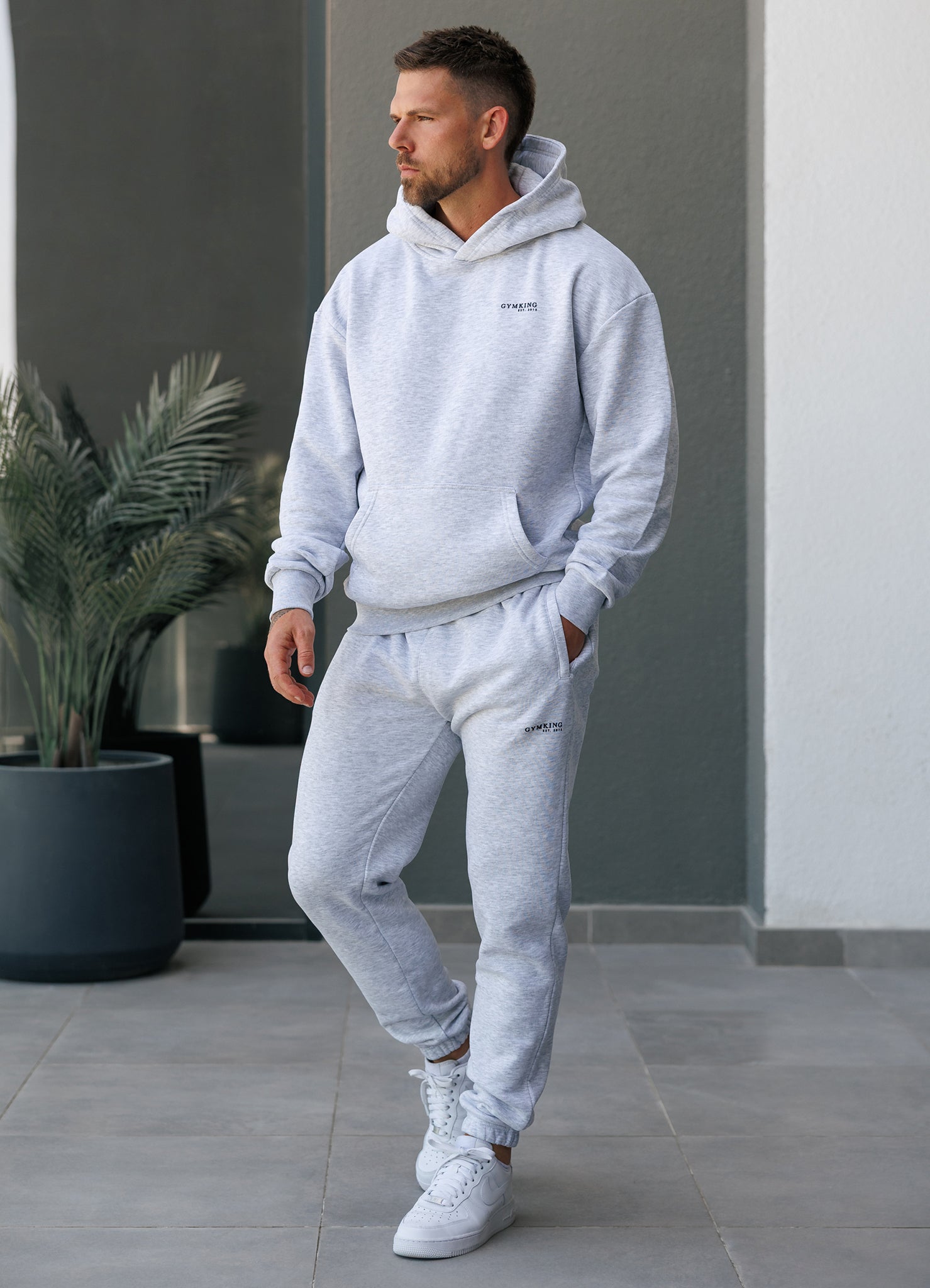 Gym King Established Relaxed Fit Hood - Snow Marl