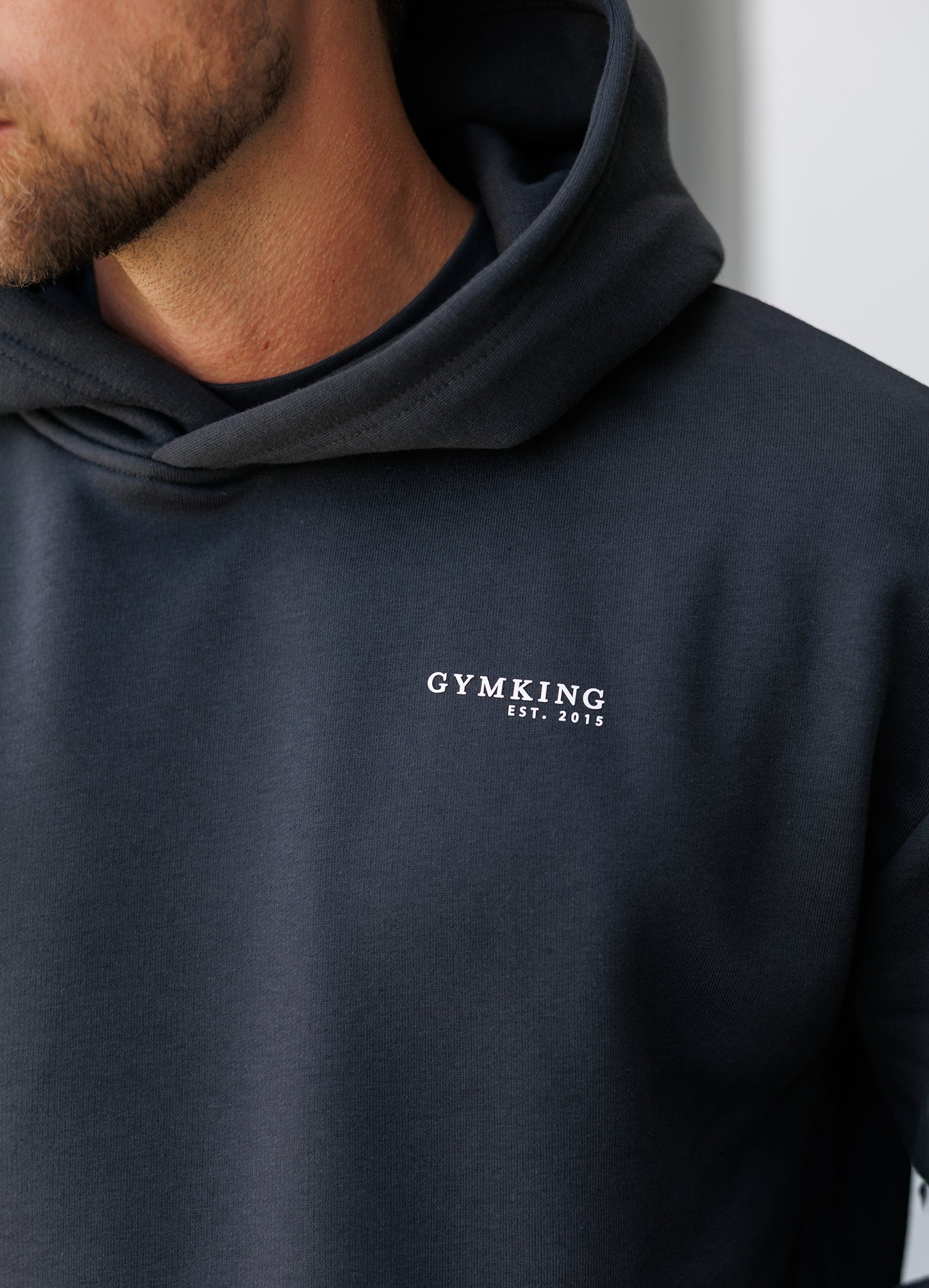 Gym King Established Relaxed Fit Hood - Pewter/White