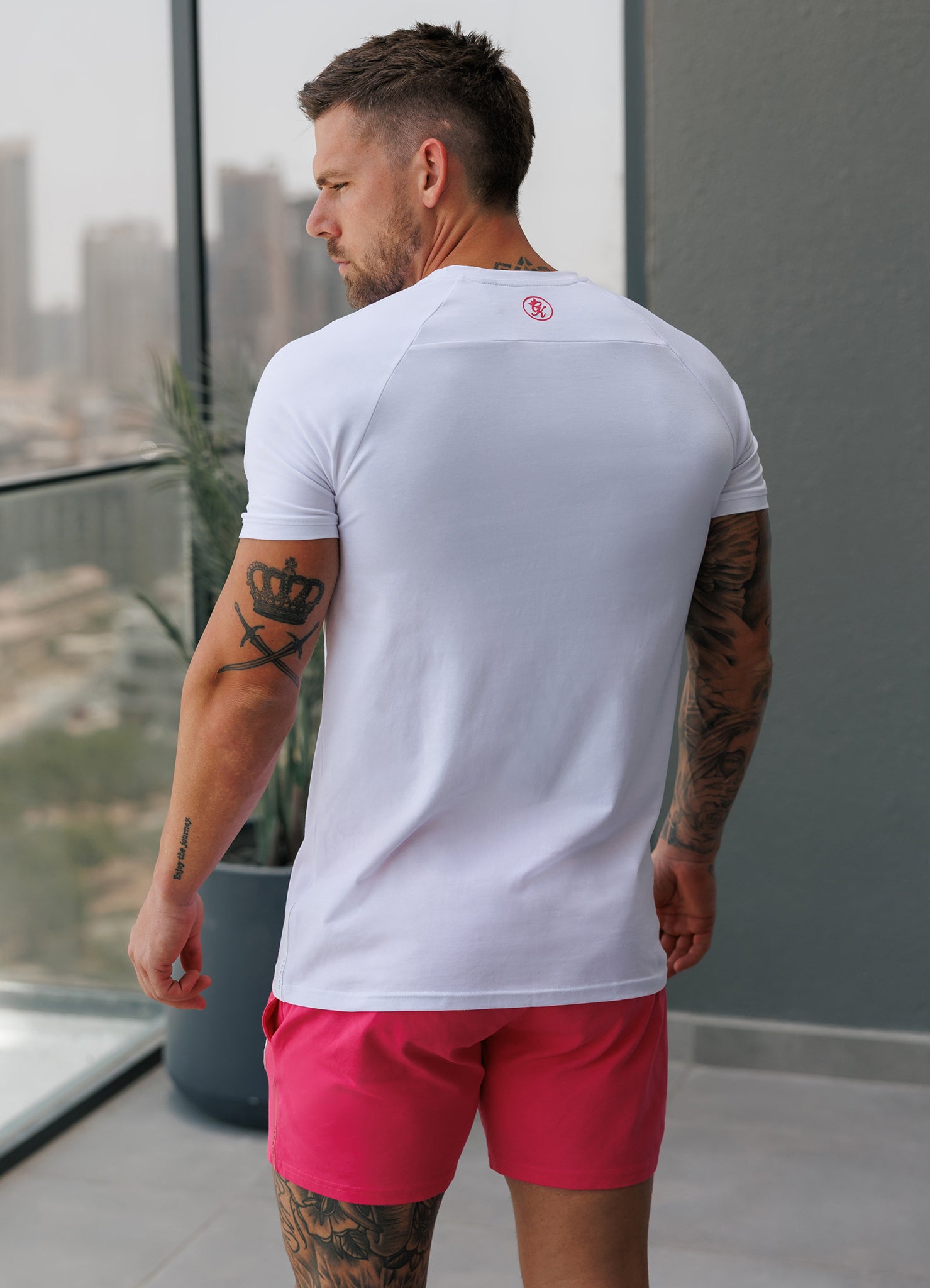 Gym King Pro Jersey Tee - White/Pink
