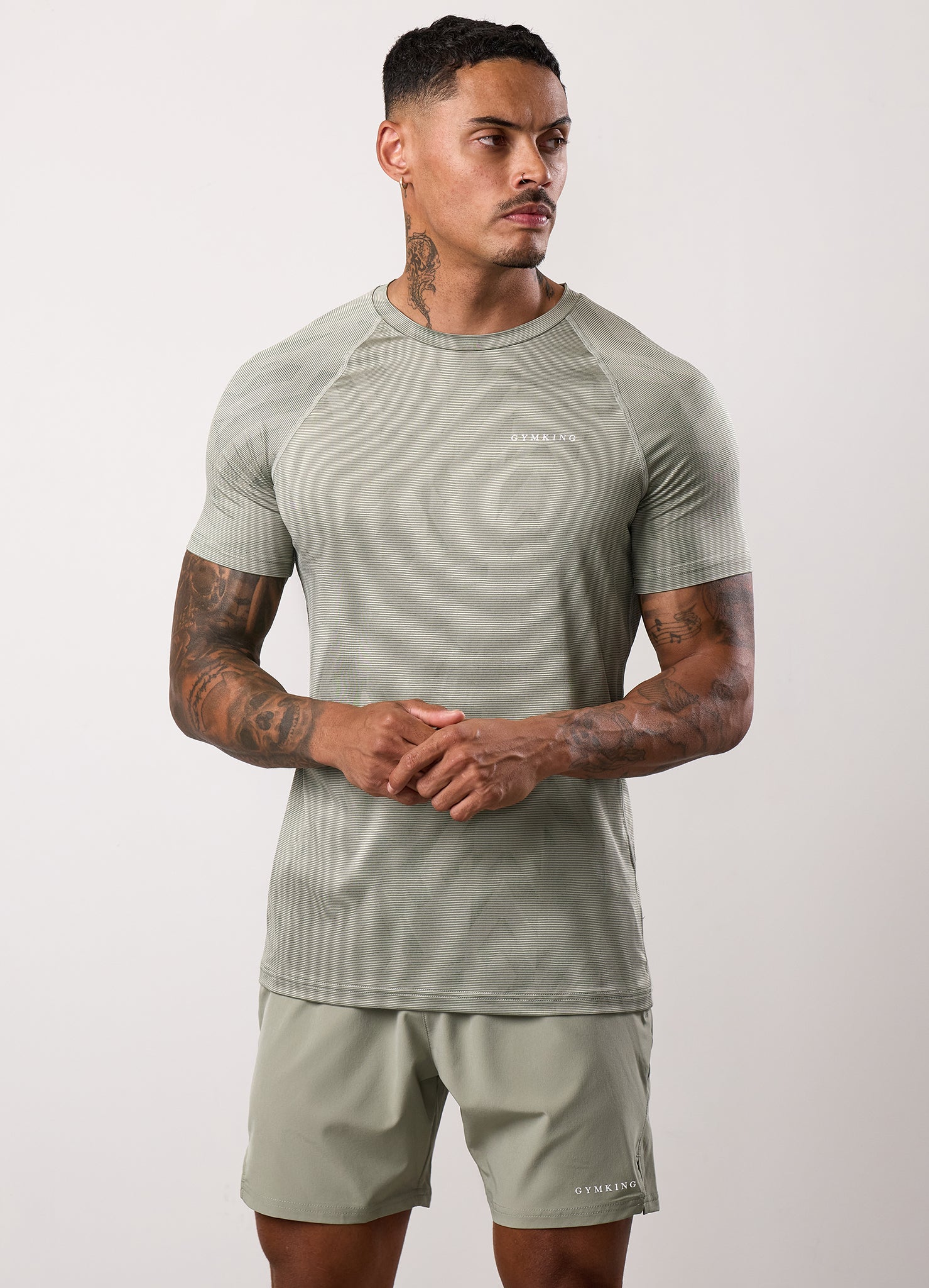 Gym King Limitless Abstract Knit Tee - Soft Khaki