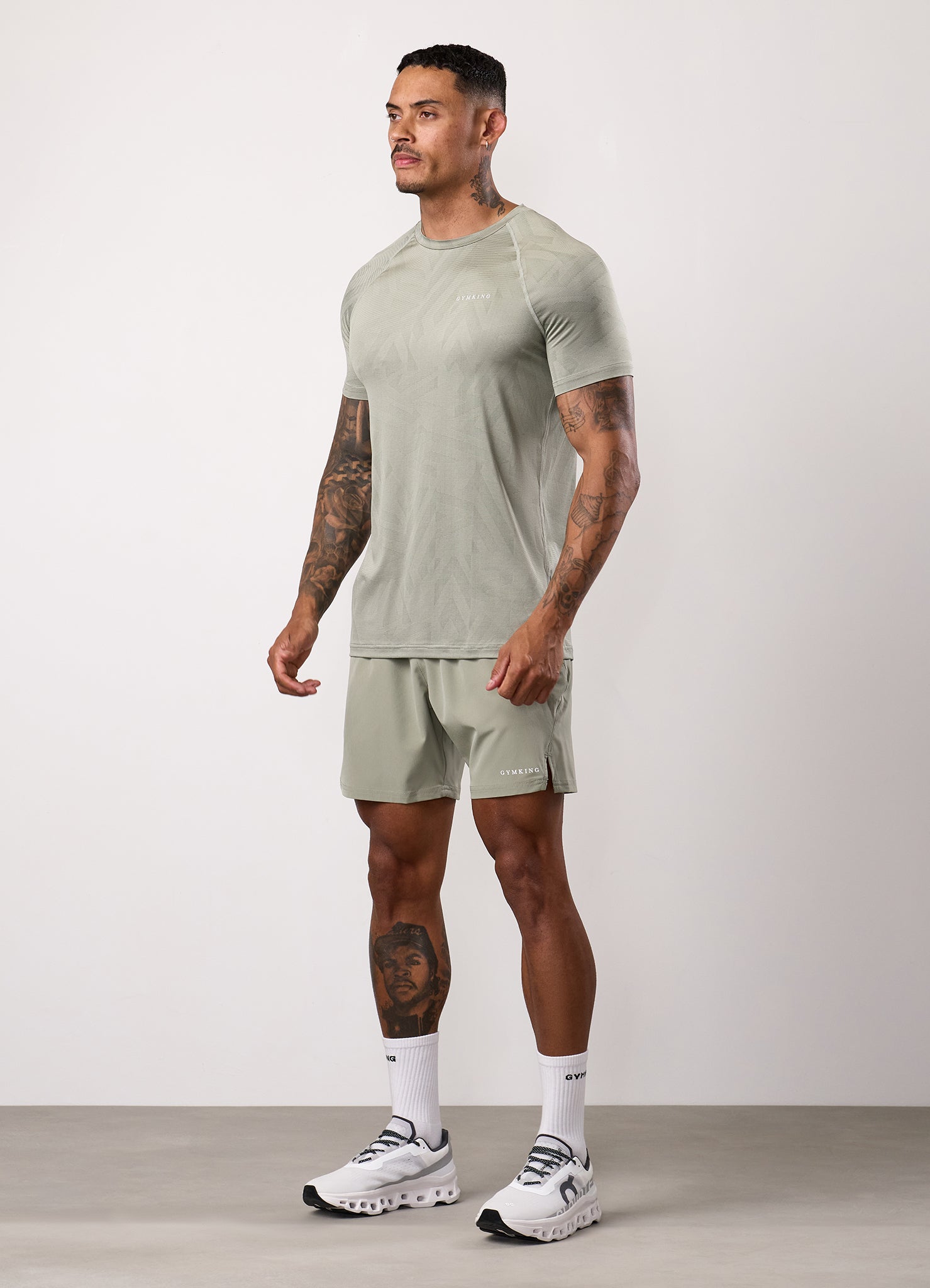 Gym King Limitless Abstract Knit Tee - Soft Khaki
