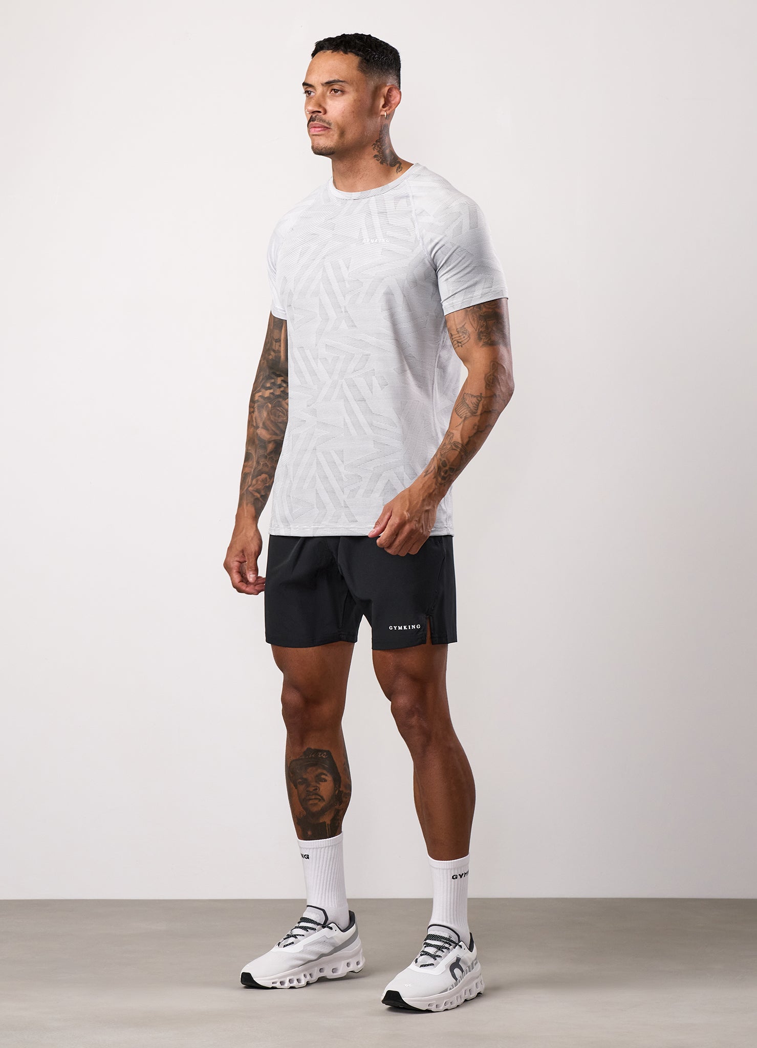 Gym King Limitless Abstract Knit Tee - White/Black