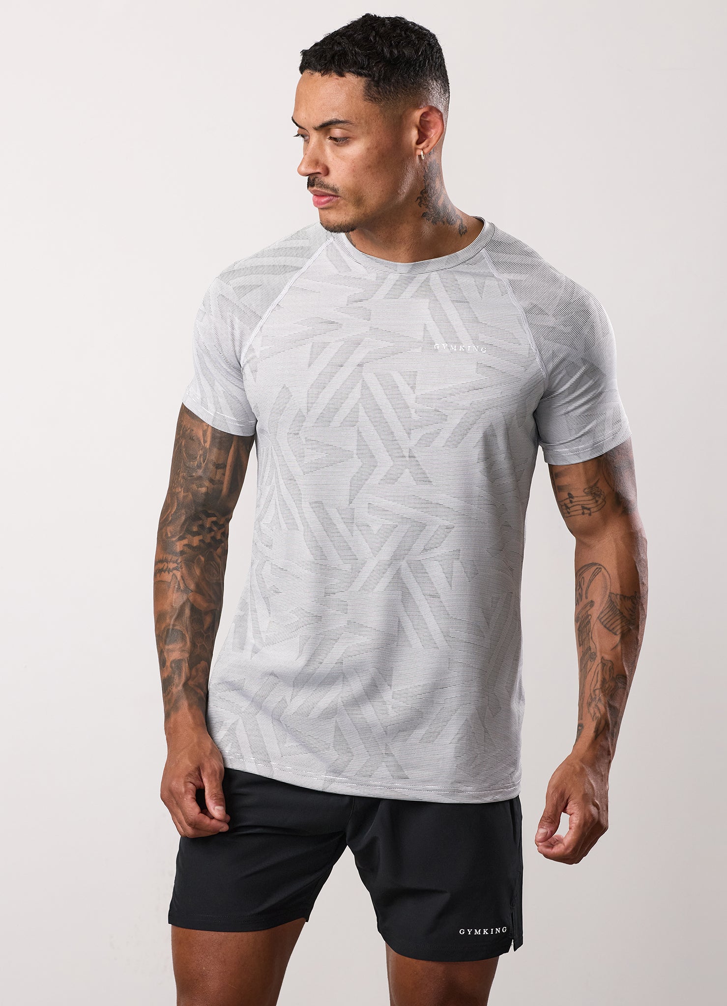 Gym King Limitless Abstract Knit Tee - White/Black