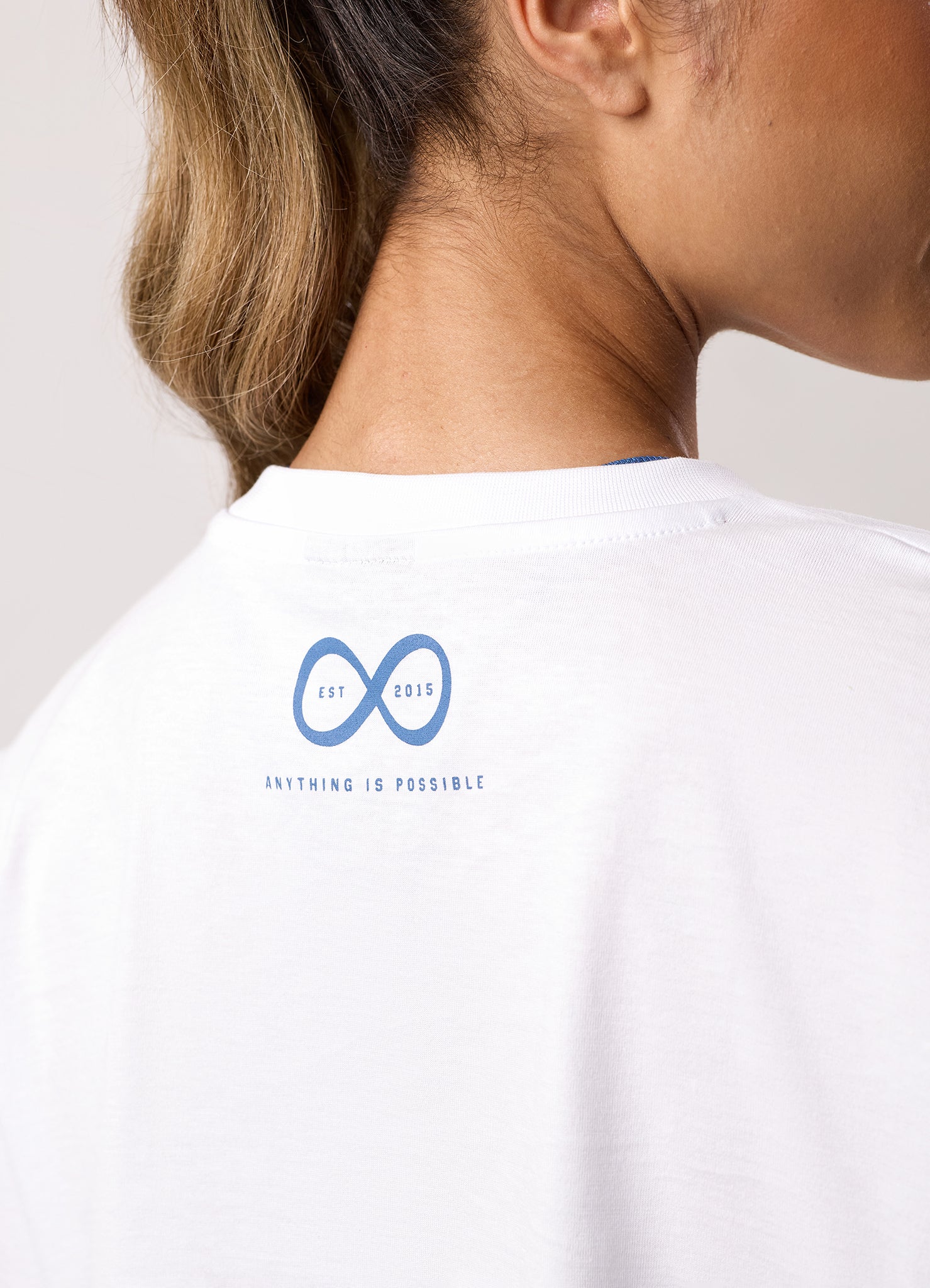 Gym King Limitless Crop Mesh Tee - White/Blue