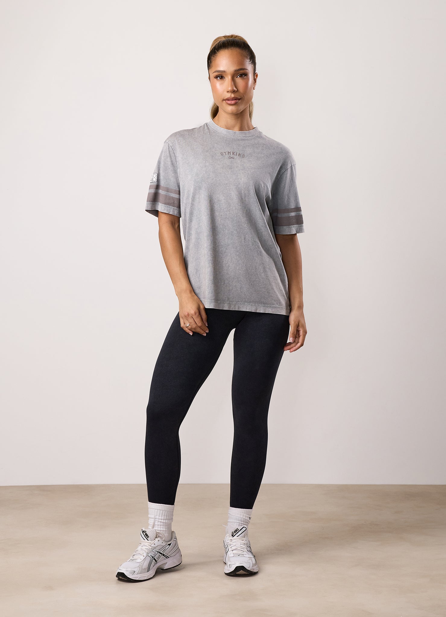 Gym King Limitless Jersey Boyfriend Tee - Washed Light Grey