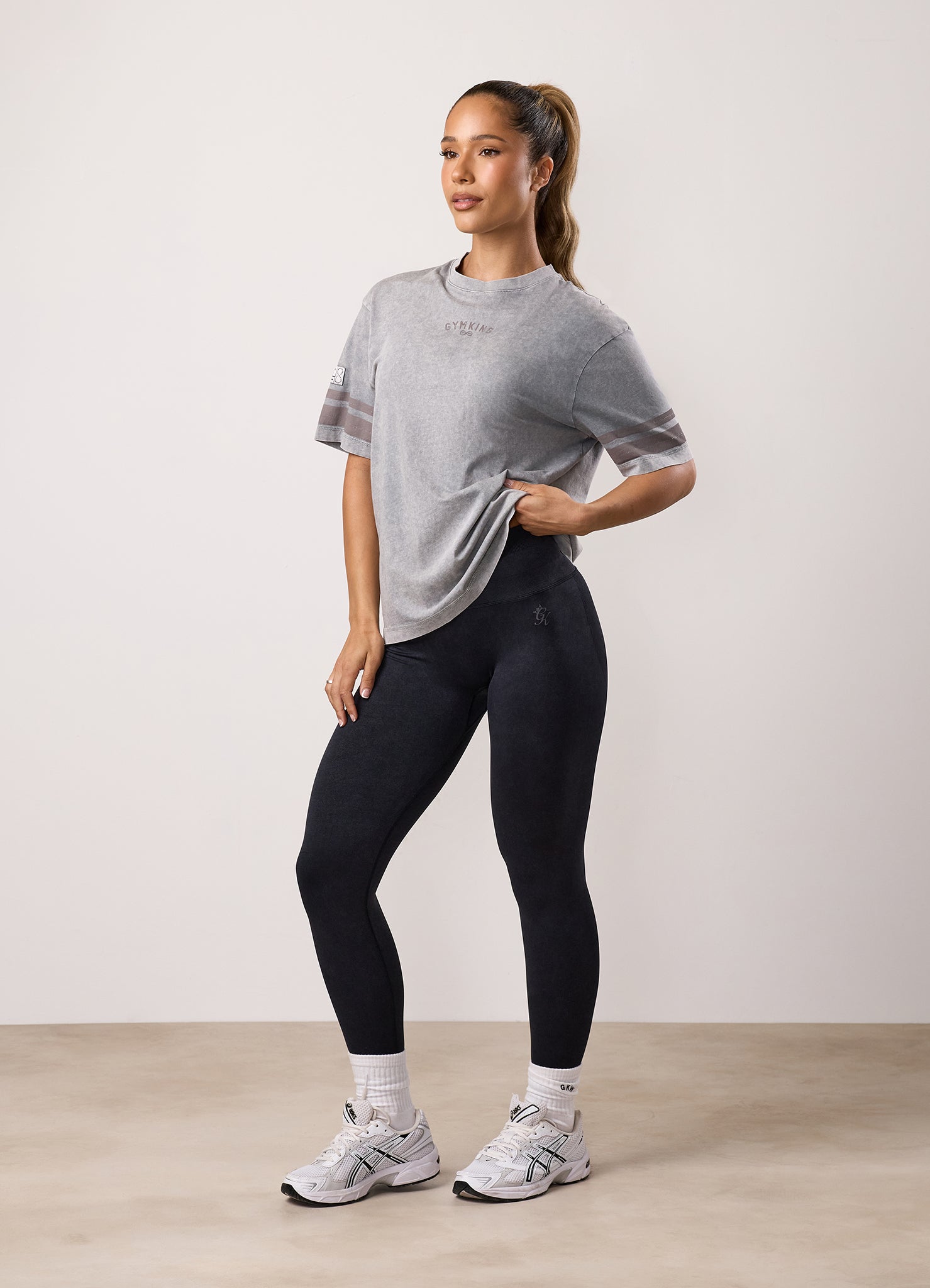 Gym King Limitless Jersey Boyfriend Tee - Washed Light Grey