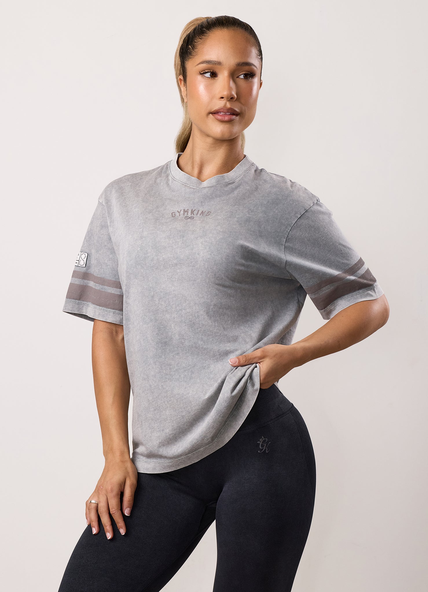 Gym King Limitless Jersey Boyfriend Tee - Washed Light Grey