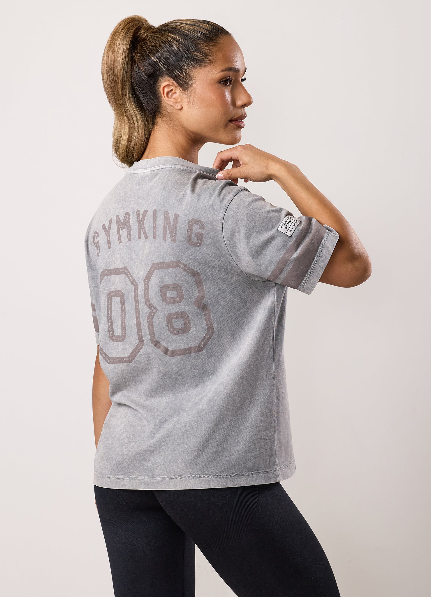 Gym King Limitless Jersey Boyfriend Tee - Washed Light Grey