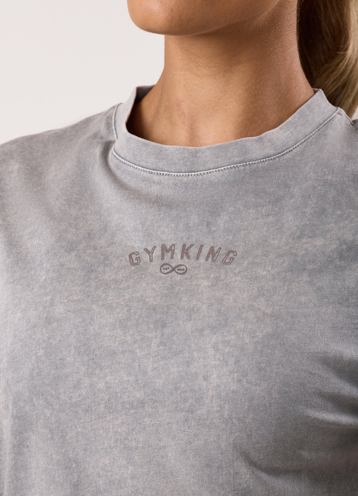 Gym King Limitless Jersey Boyfriend Tee - Washed Light Grey