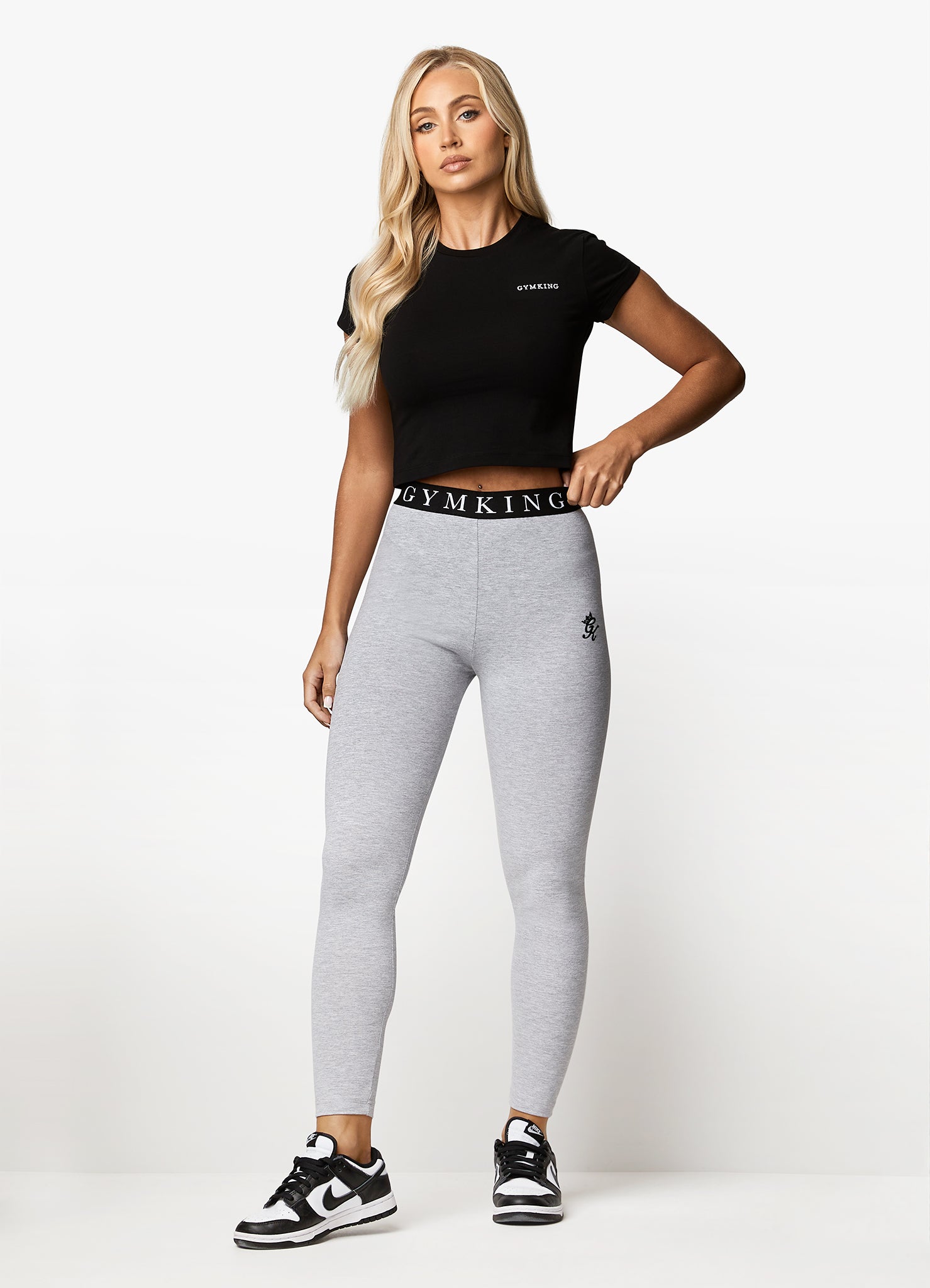 Gym King Linear Tape Legging - Grey Marl