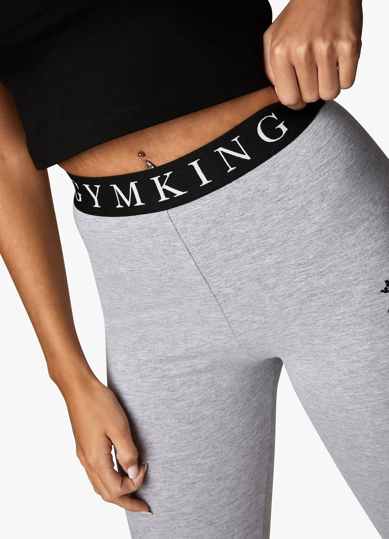 Gym King Linear Tape Legging - Grey Marl