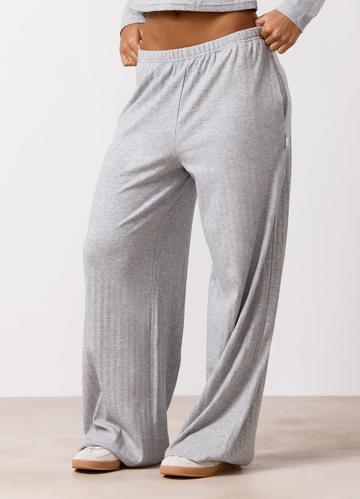 Gym King Lounge Wide Leg Trouser - Snow Marl