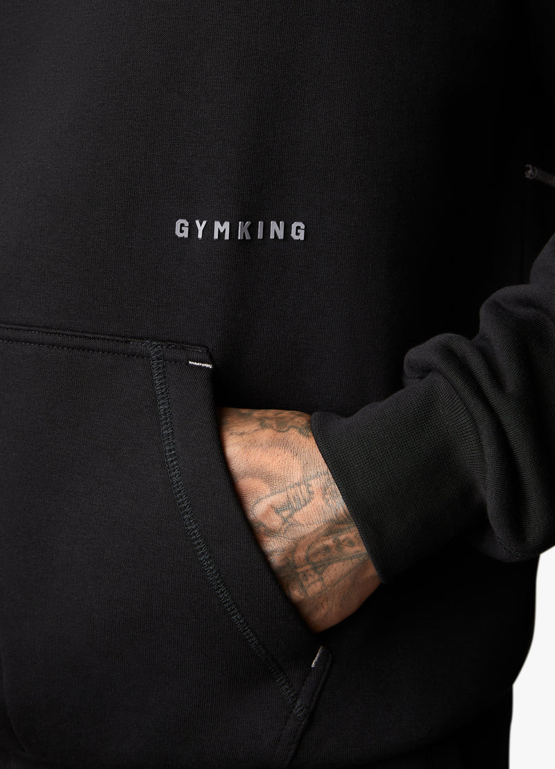 Gym King Outline Print Hood - Black