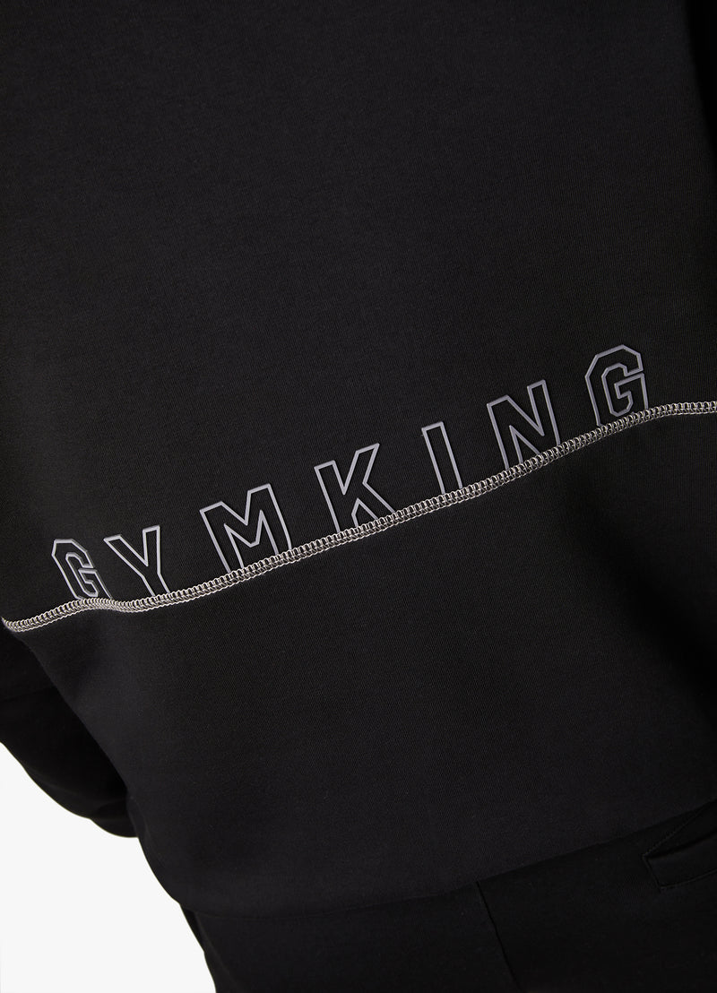 Gym King Outline Print Hood - Black