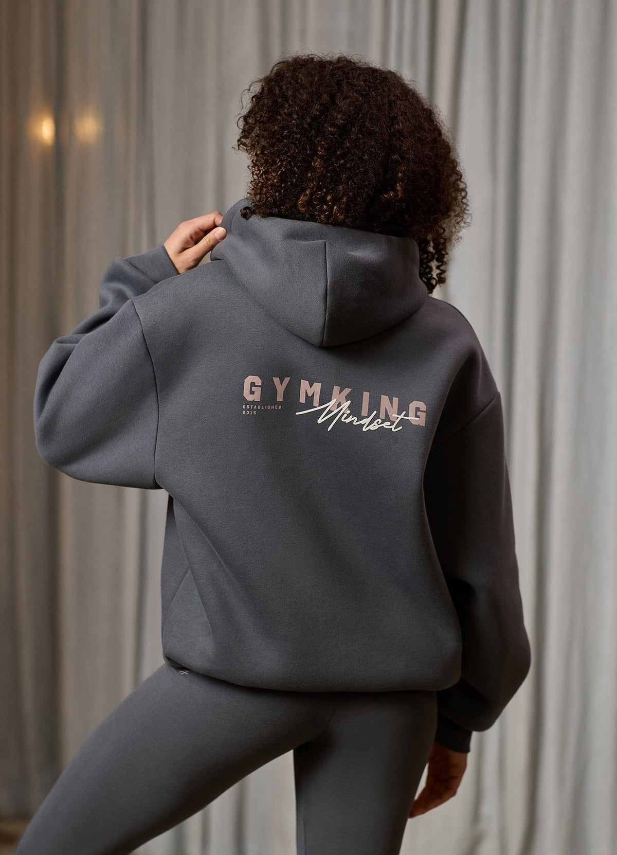 Gym King Poise Oversized-Hoodie mit großem Aufdruck und durchgehendem Reißverschluss – Storm Blue