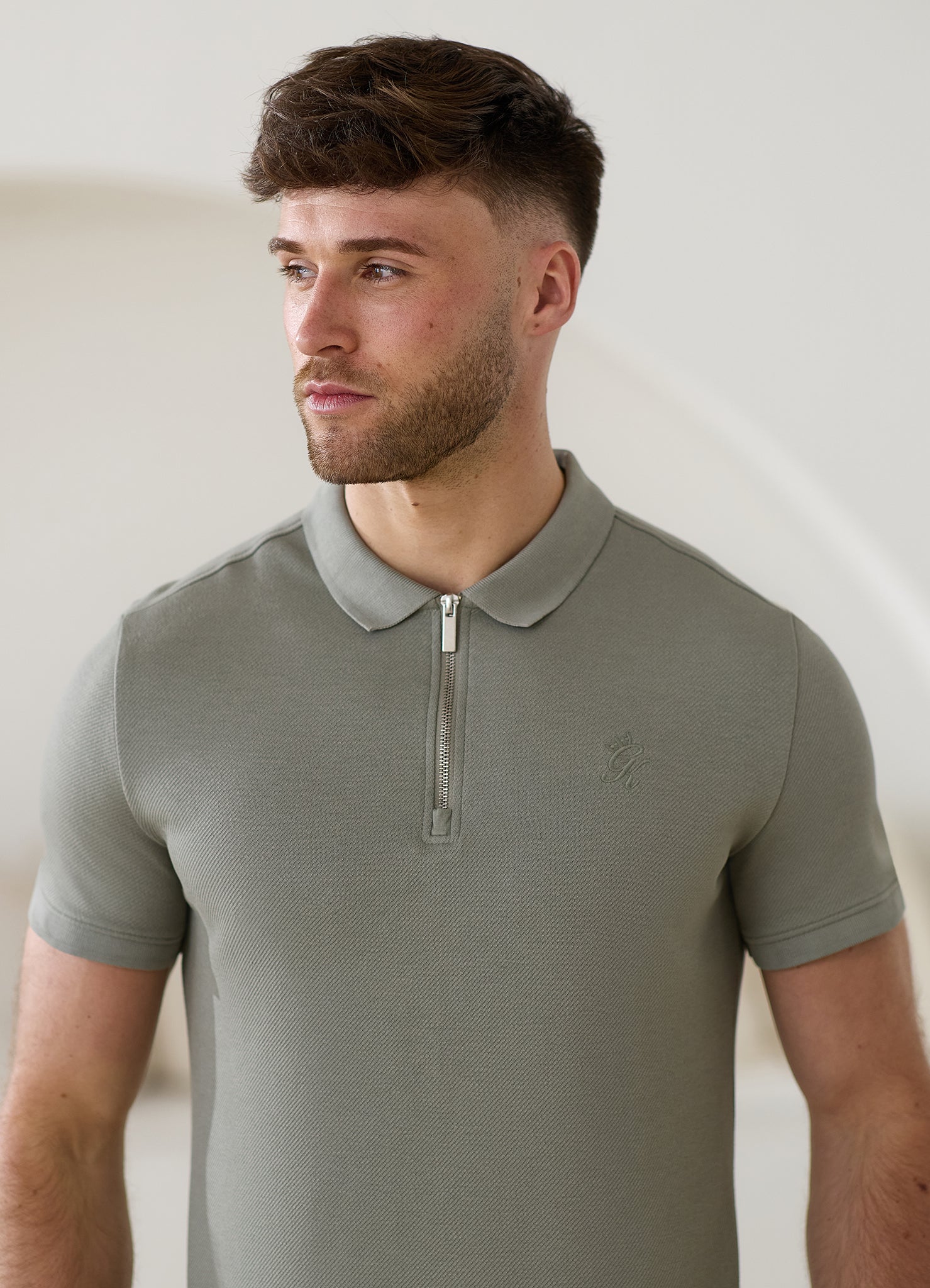 Gym King Portals Texture Polo - Soft Khaki