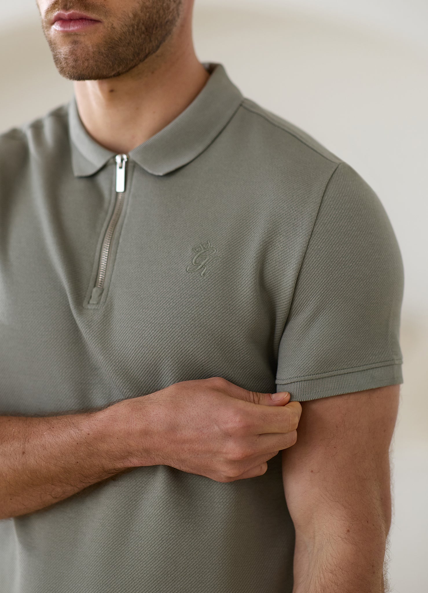 Gym King Portals Texture Polo - Soft Khaki