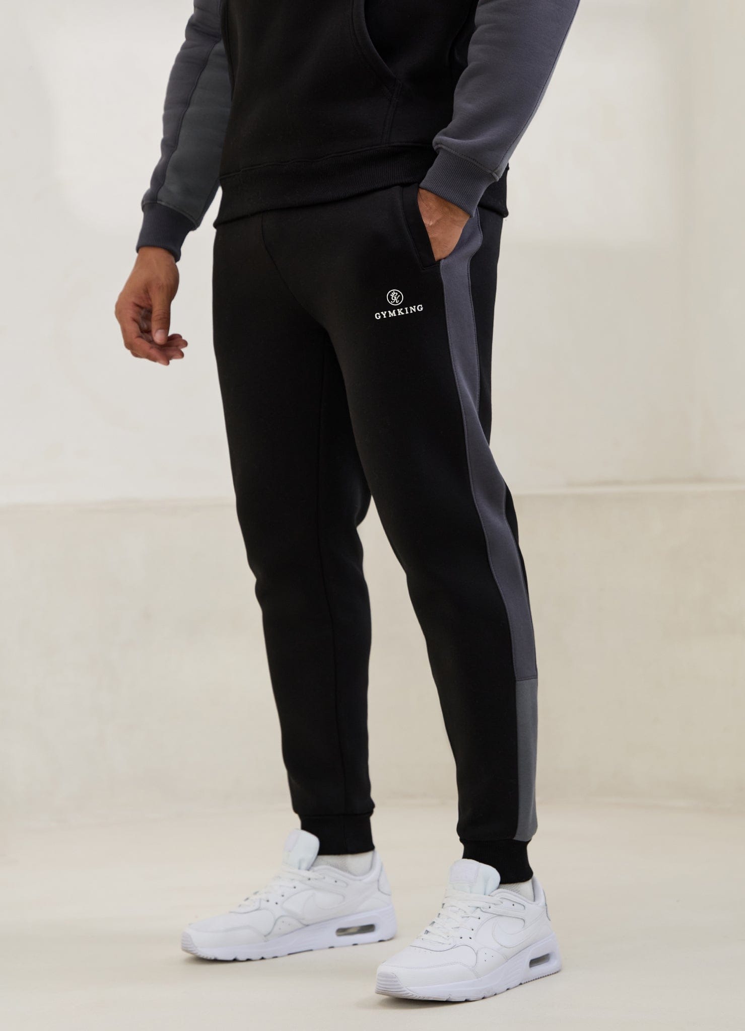 Gym King Power Colour Block fleece-joggingbroek - Zwart/Grafiet/Gunmetalgrijs