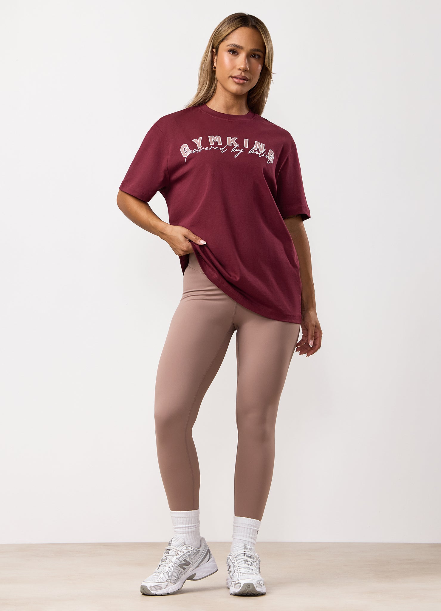 Gym King Powered By Belief BF Tee - Deep Cherry