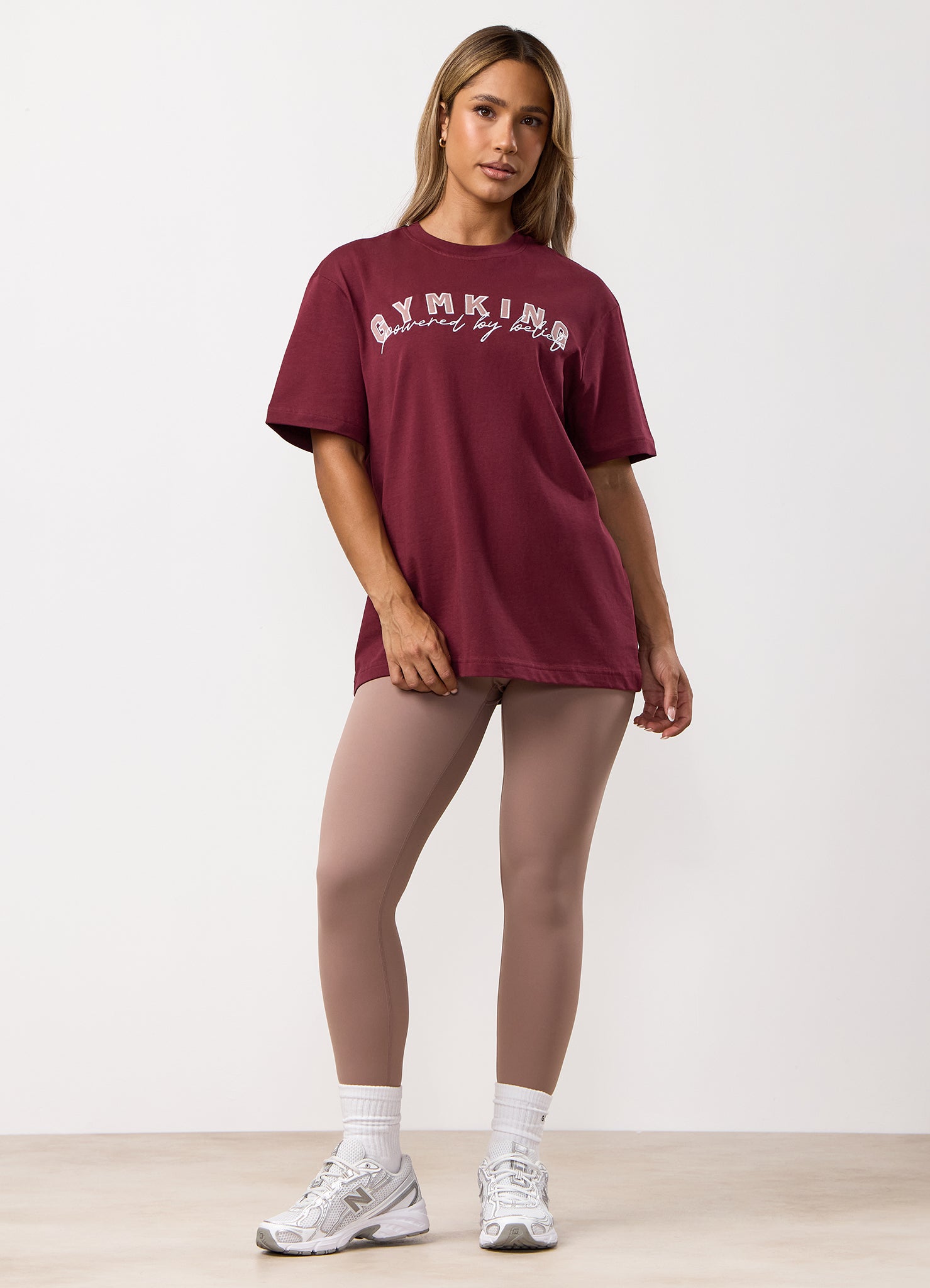 Gym King Powered By Belief BF Tee - Deep Cherry