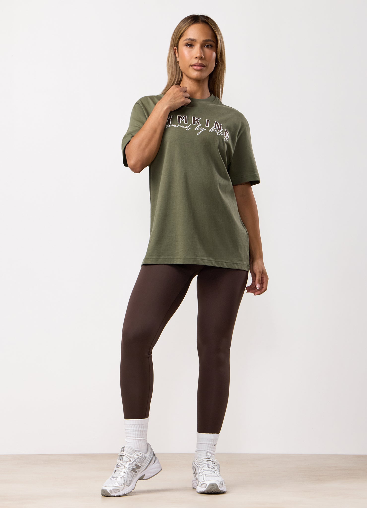 Gym King Powered By Belief BF Tee - Warm Khaki