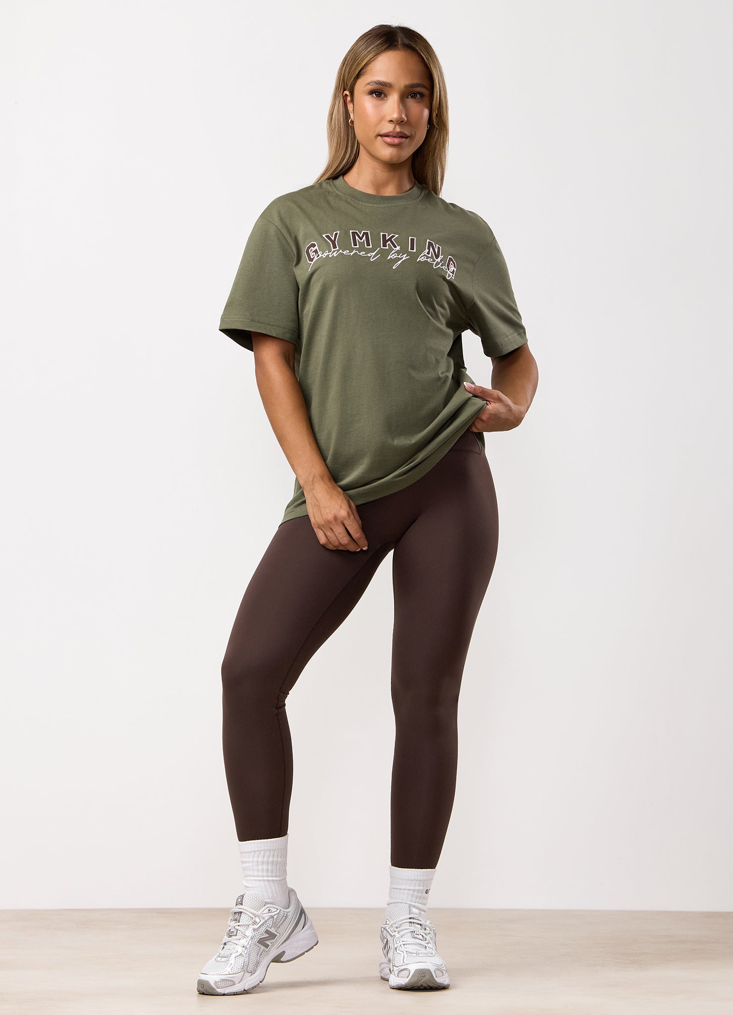 Gym King Powered By Belief BF Tee - Warm Khaki