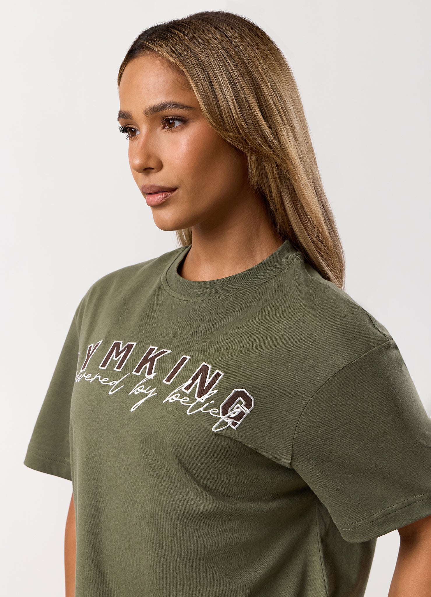 Gym King Powered By Belief BF Tee - Warm Khaki