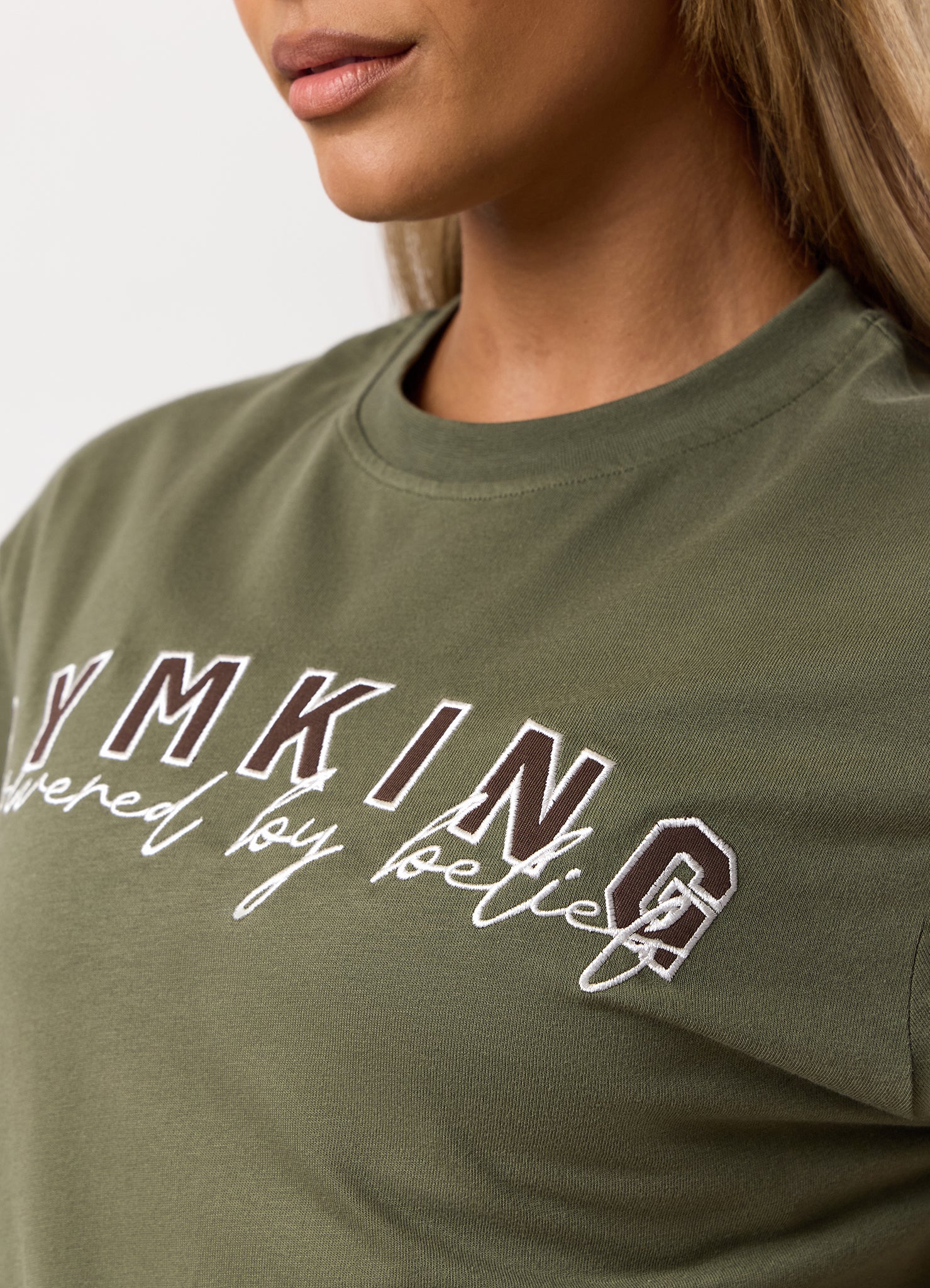 Gym King Powered By Belief BF Tee - Warm Khaki