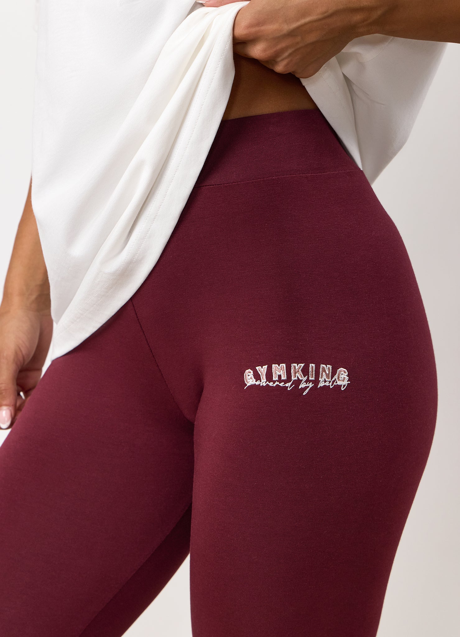 Gym King Powered By Belief Jersey Legging - Deep Cherry