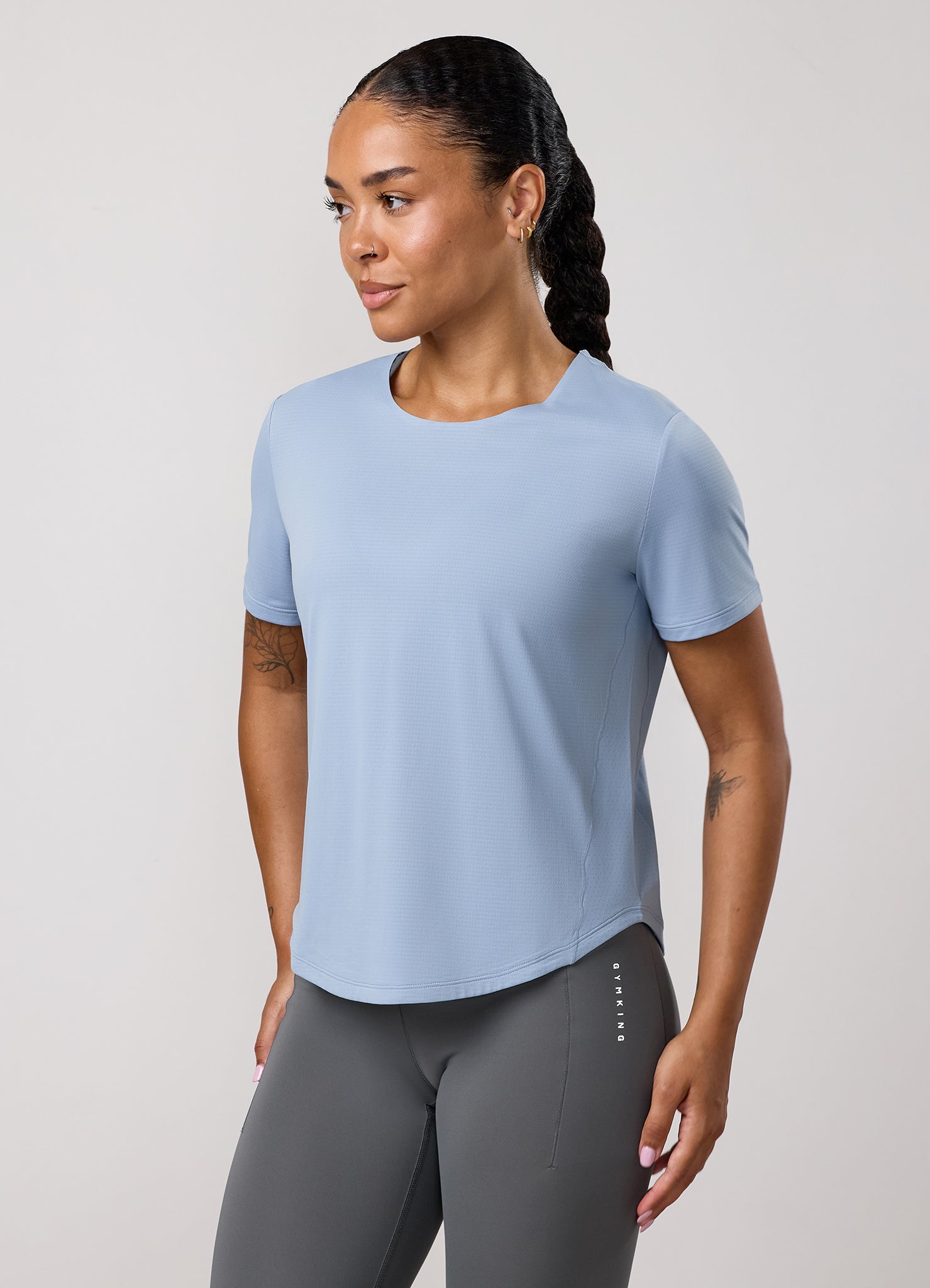 Gym King Precision Cap Sleeve Tee - Chalk Blue