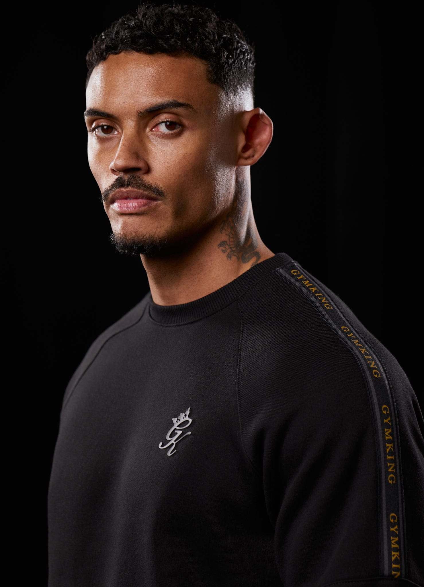 Gym King Premium Taped Crew - Black/Gold
