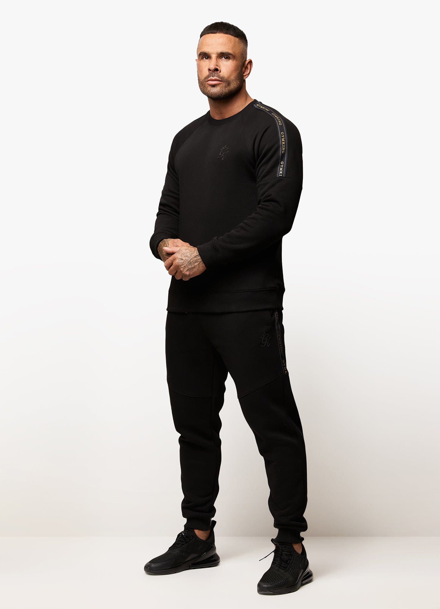 Gym King Premium Taped Crew - Black/Gold