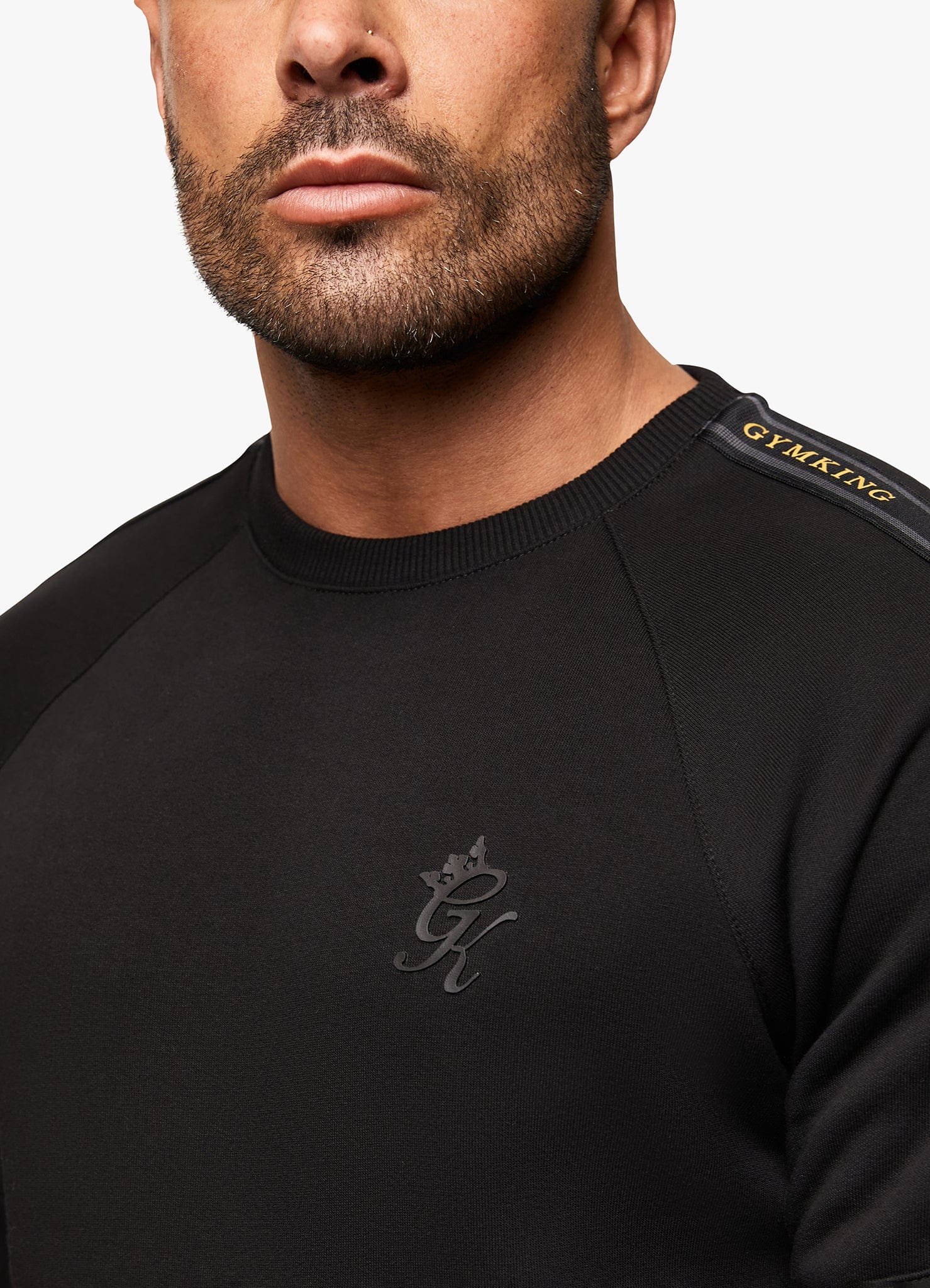 Gym King Premium Taped Crew - Black/Gold