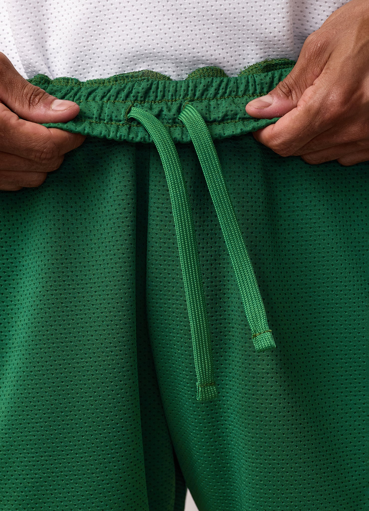 Gym King Pro Classic Mesh Short - White/Bottle Green