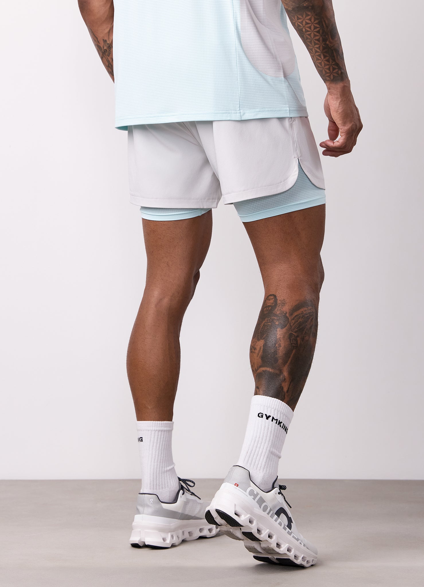 Gym King Progress 2-In-1 Short - Light Grey/Ice Blue